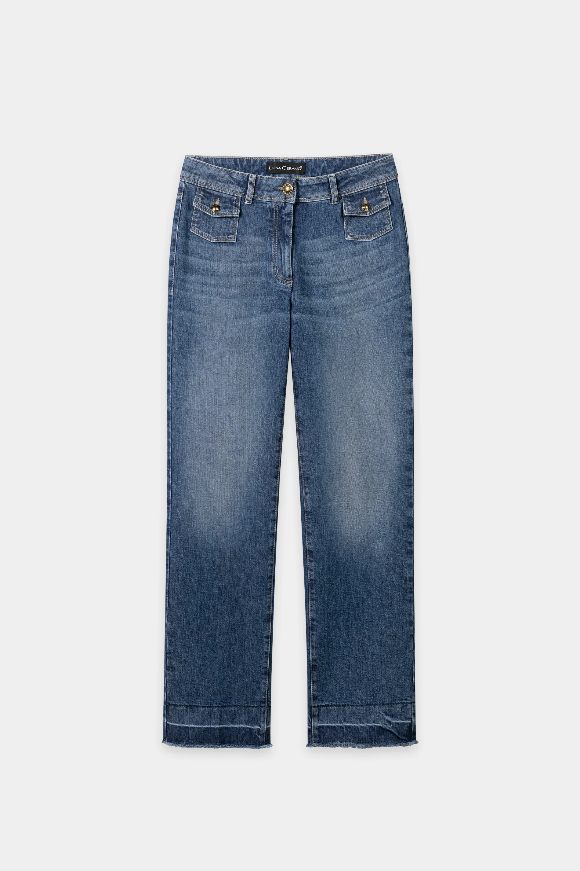 Authentic-Straightleg-Denim - dark denim blue - mit offenem Saum - Image 5