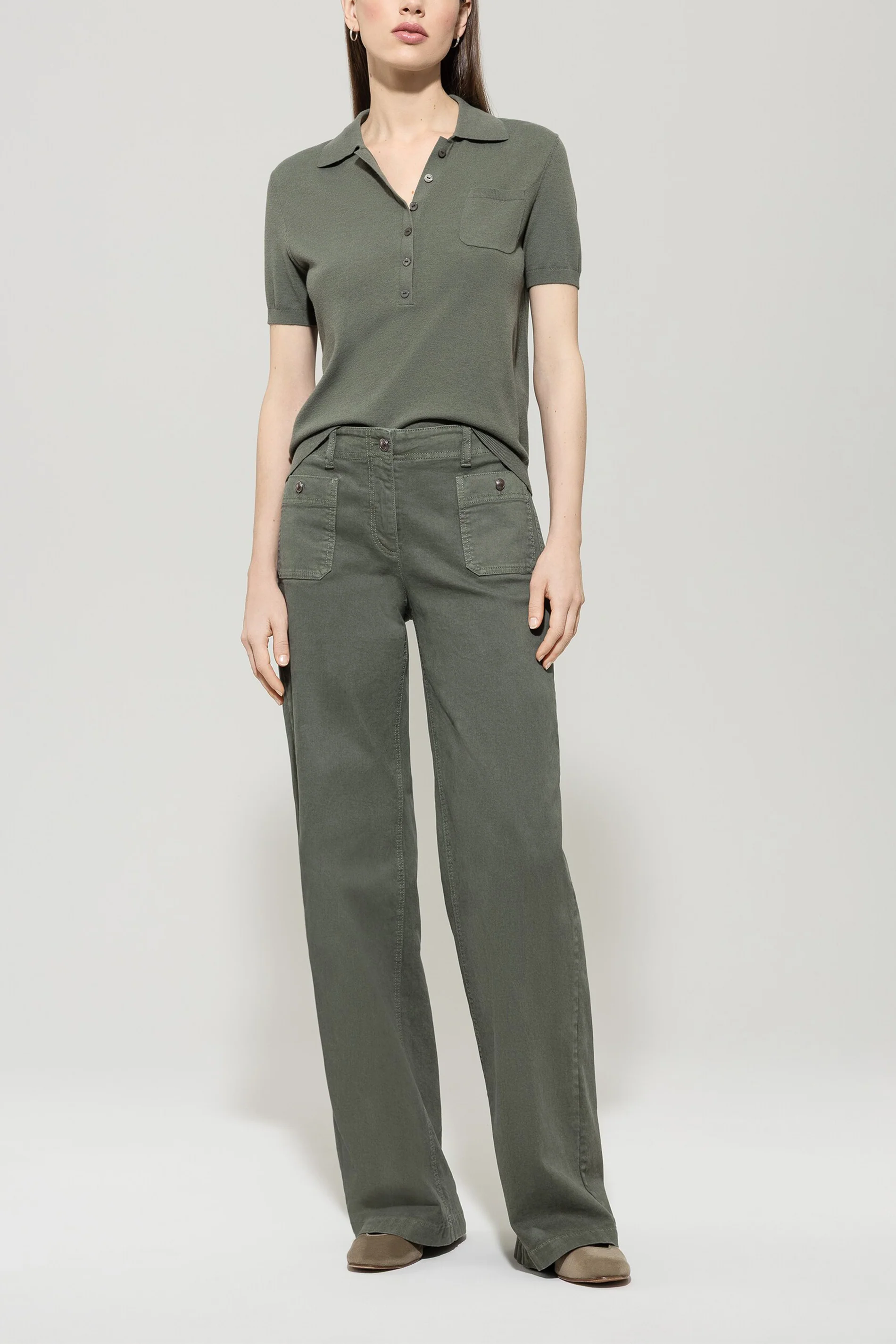 Authentic-Wideleg-Denim - cool khaki - lange Version