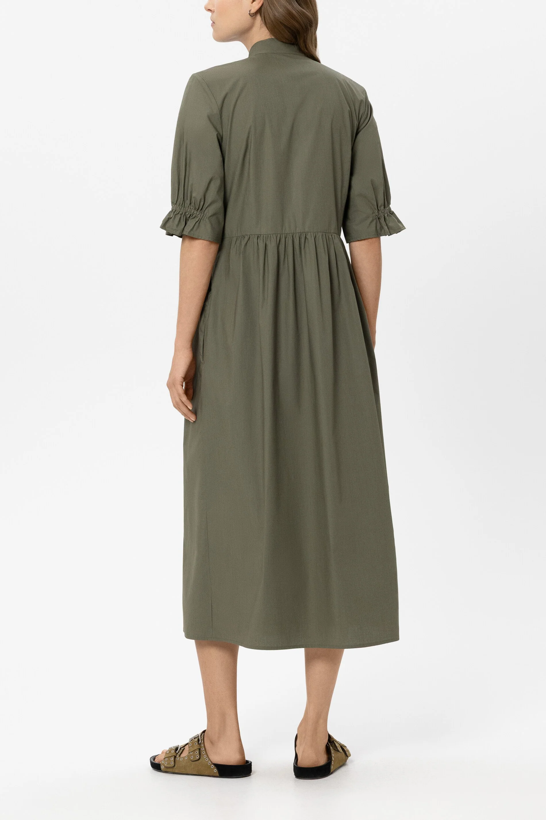 Baumwoll-Hemdblusenkleid - khaki - Standard - Image 3