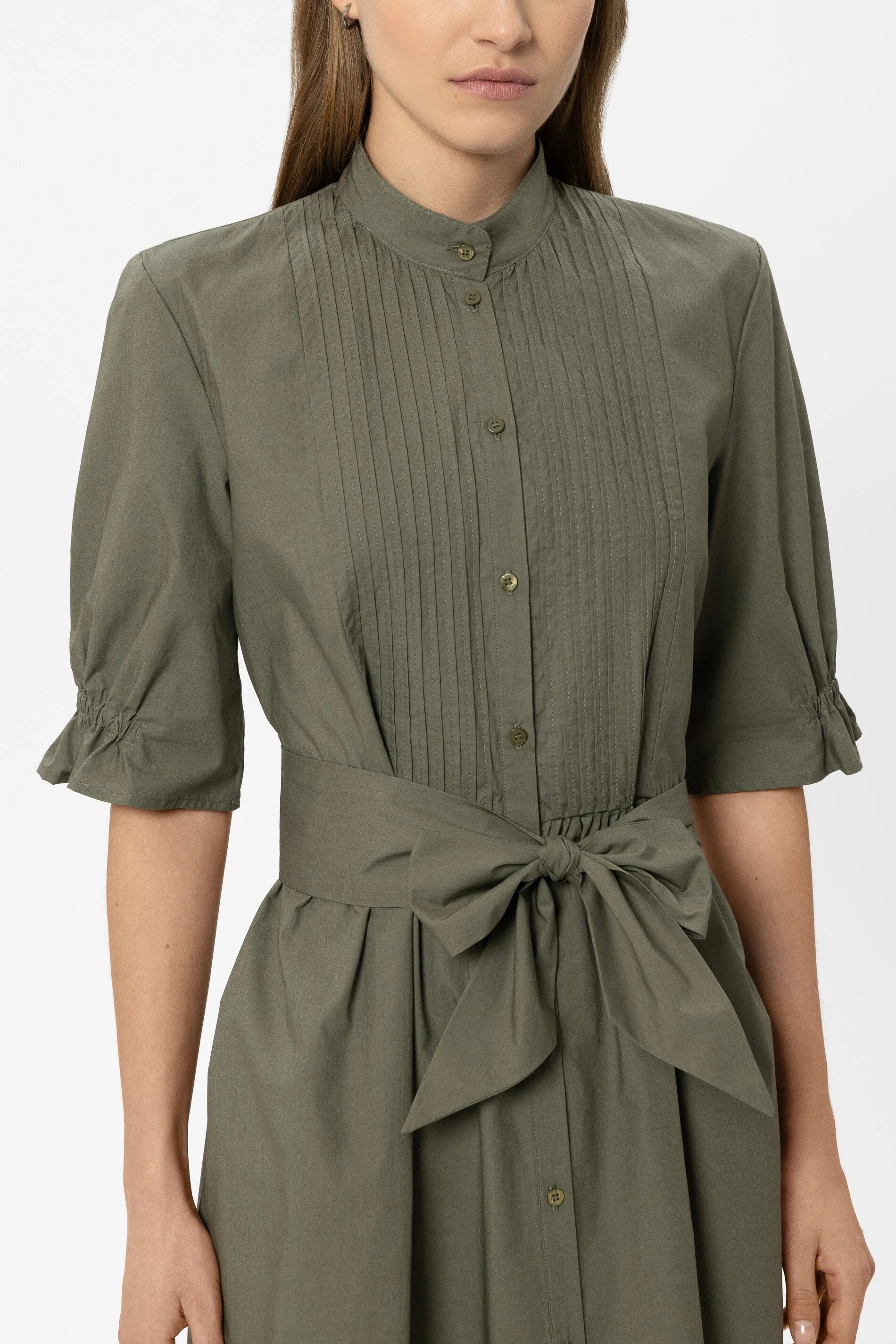 Baumwoll-Hemdblusenkleid - khaki - Standard - Image 4