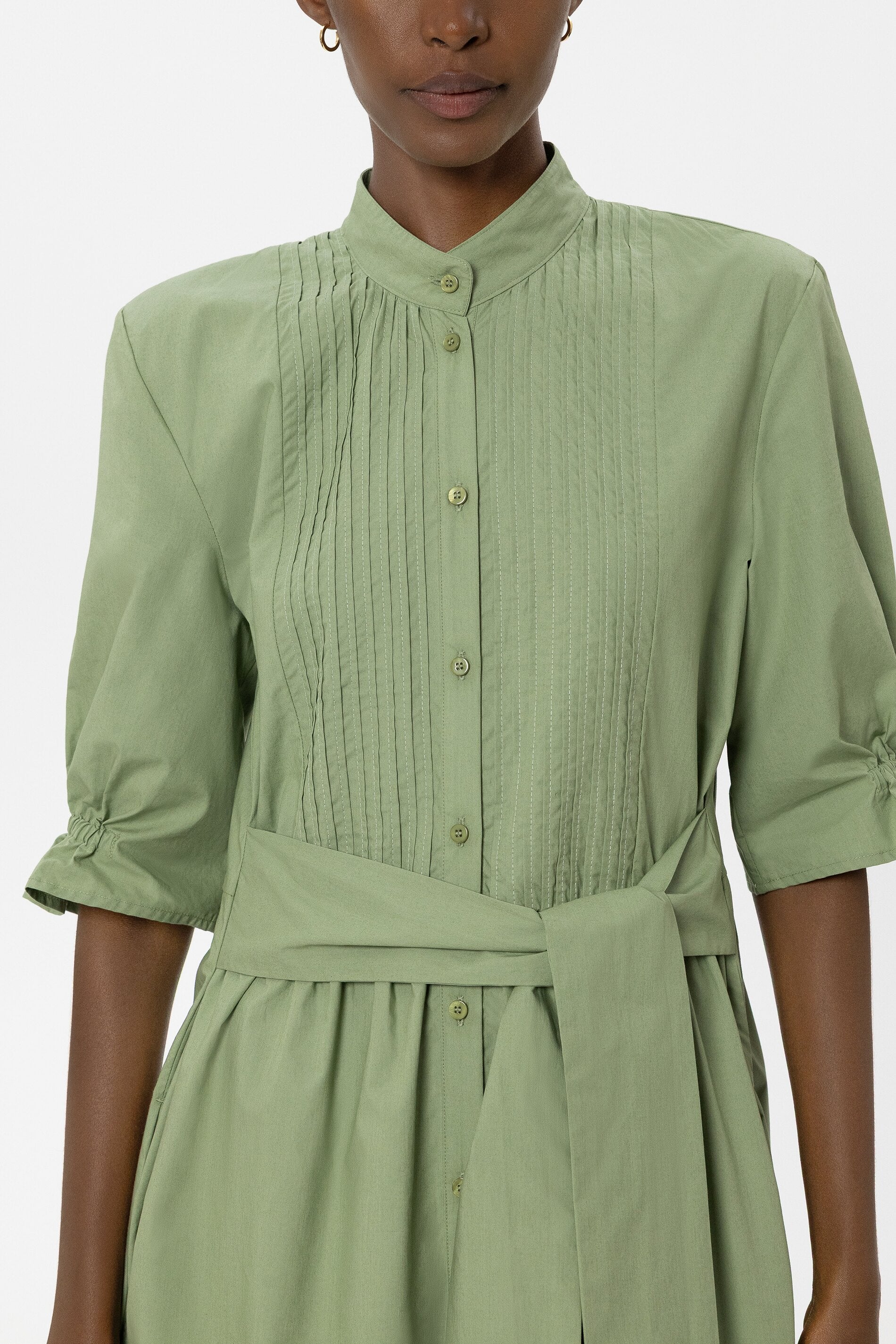 Baumwoll-Hemdblusenkleid - moss green - Standard - Image 4