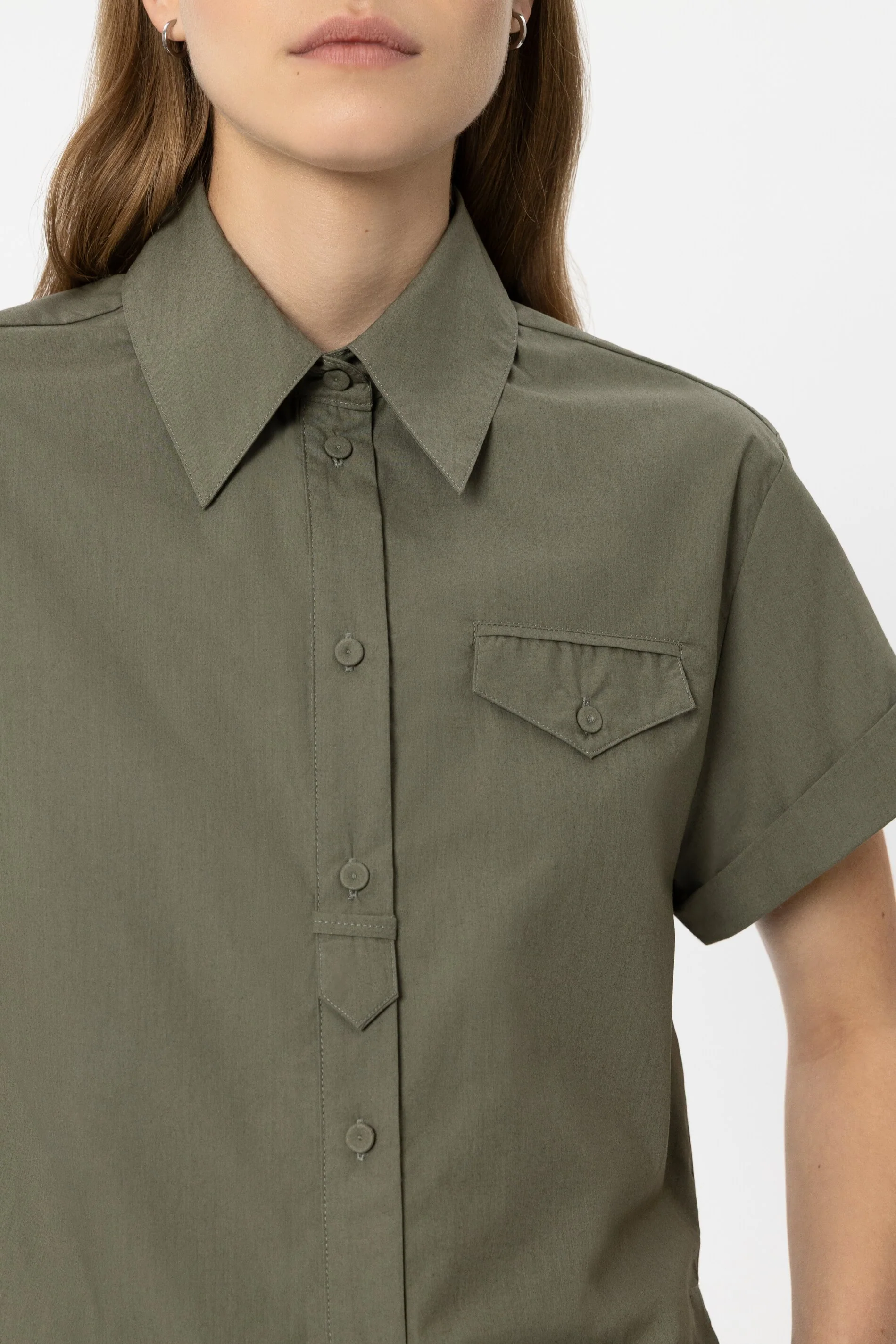 Baumwoll-Kurzarm-Hemd - khaki - Standard - Image 4