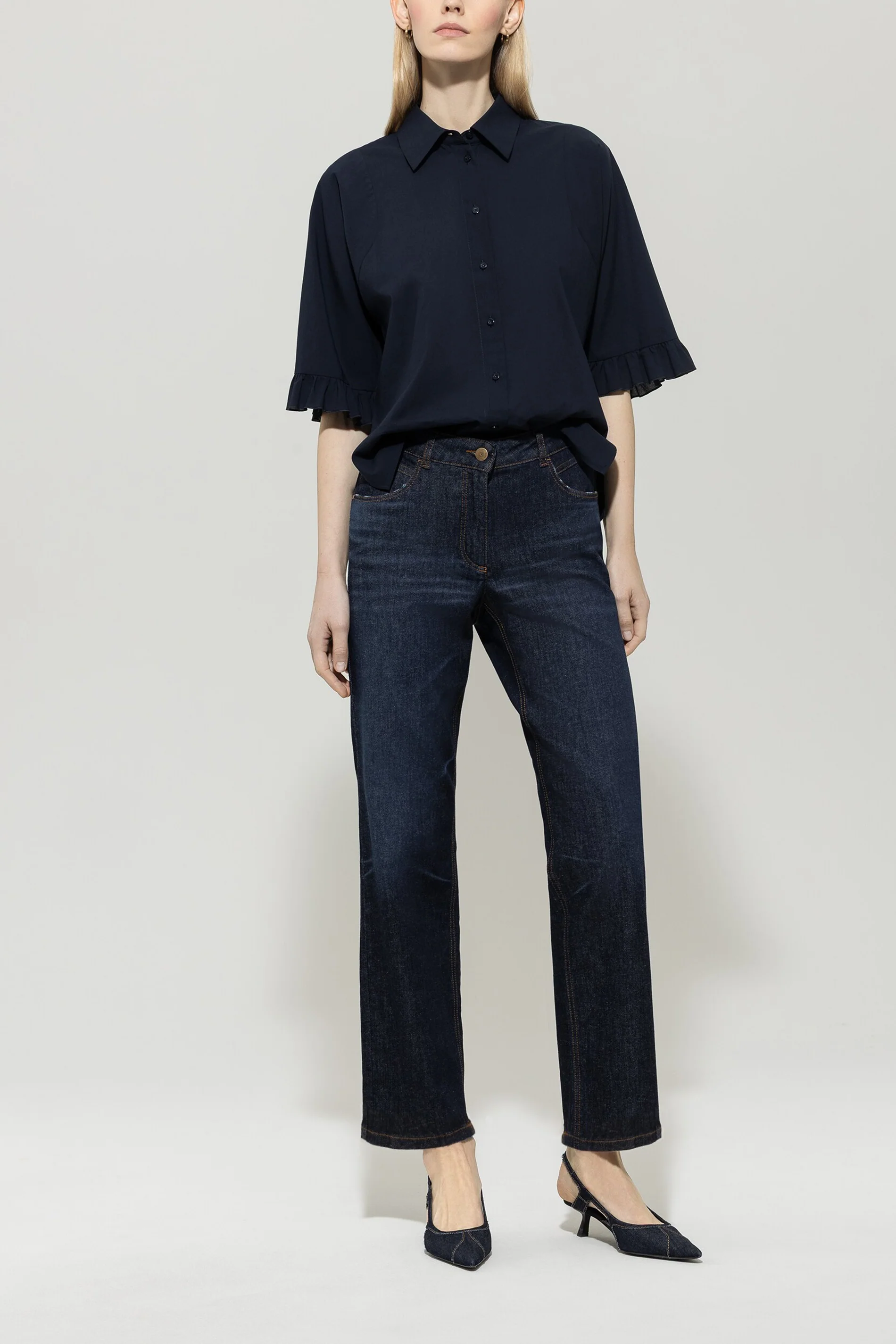 Bluse aus Baumwoll-Voile - dark blue - Standard