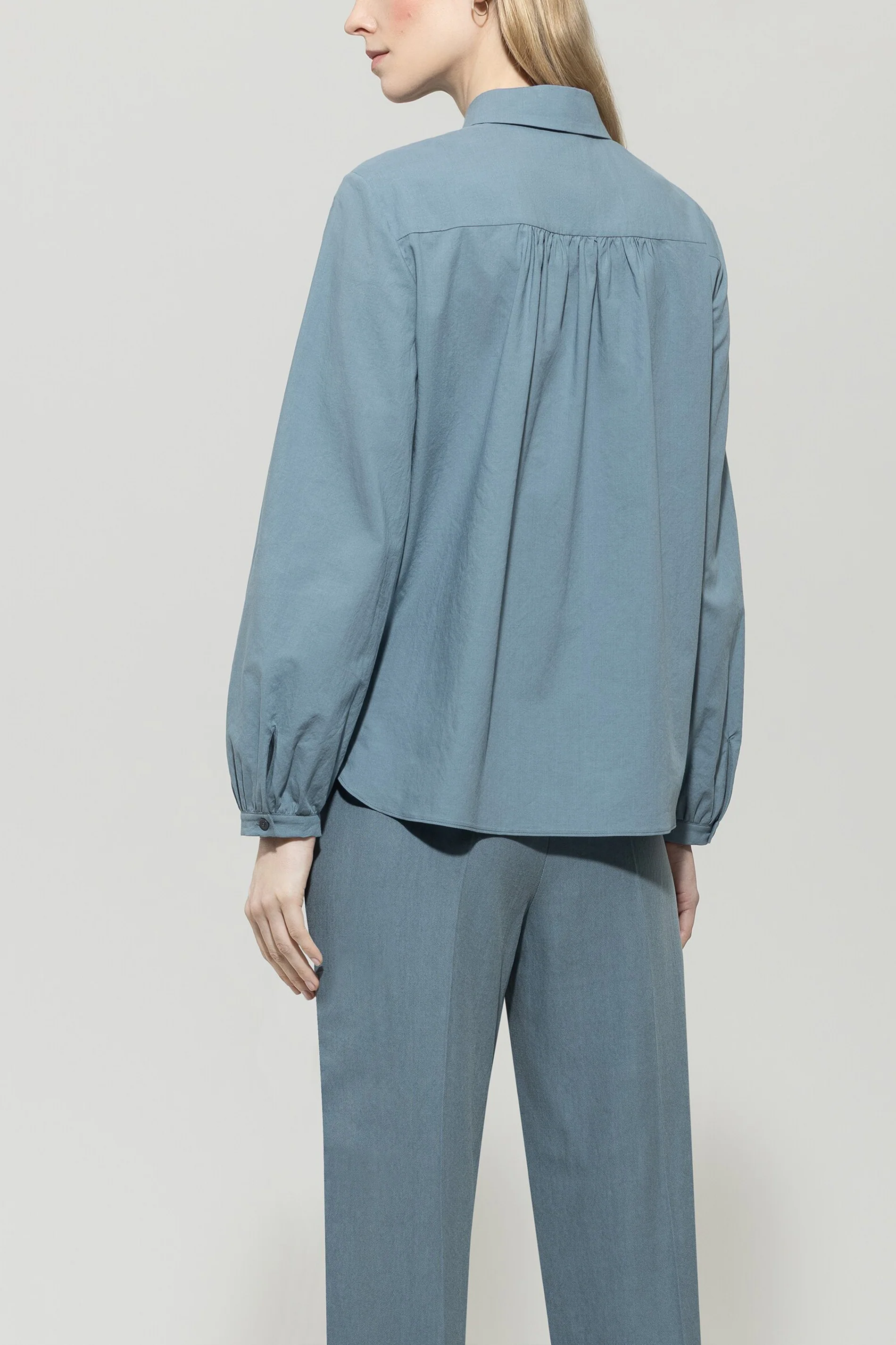 Bluse aus Baumwoll-Voile - greyish blue - Standard - Image 3