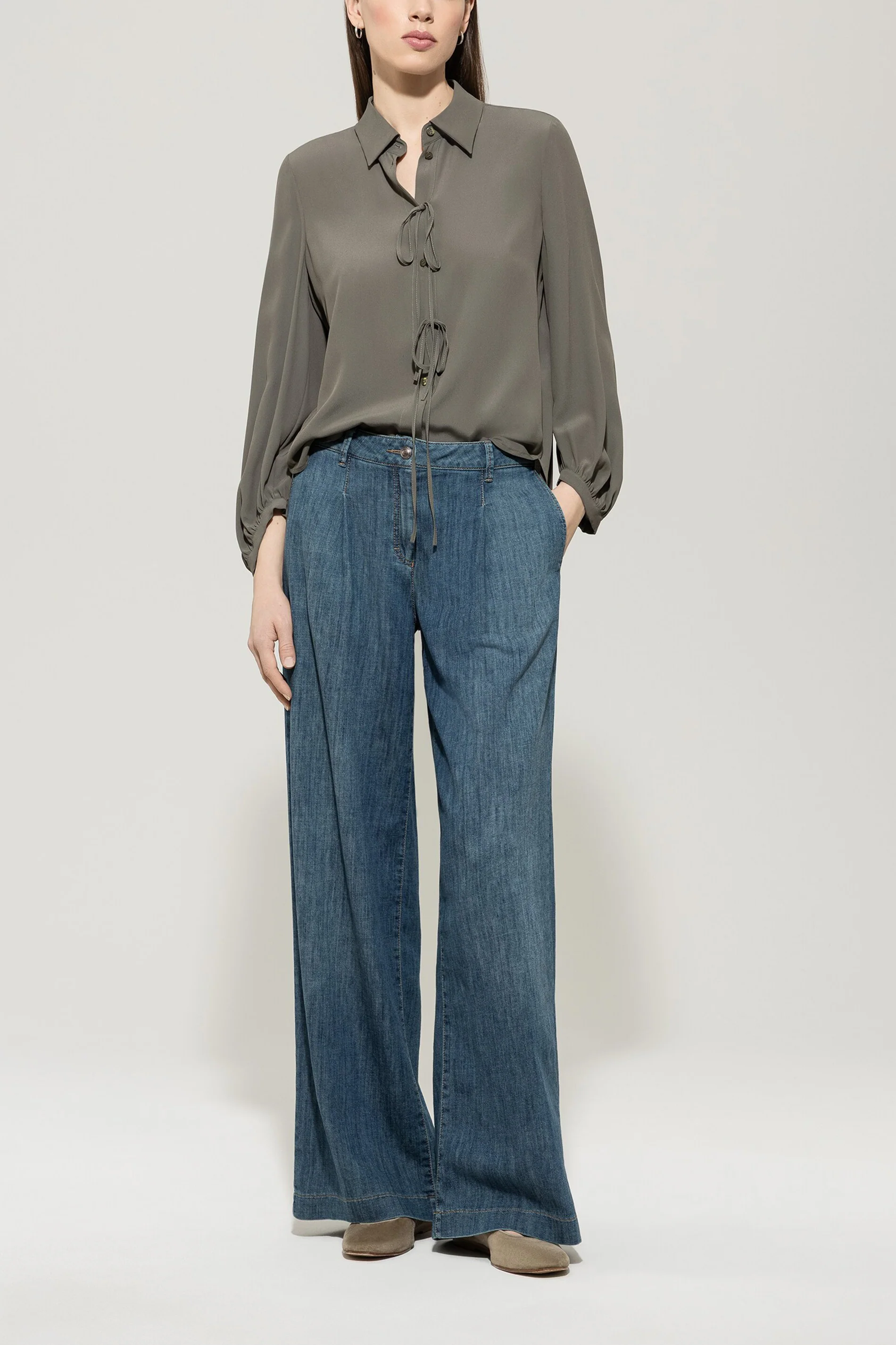 Bluse aus Seiden-Mix - cool khaki - Standard