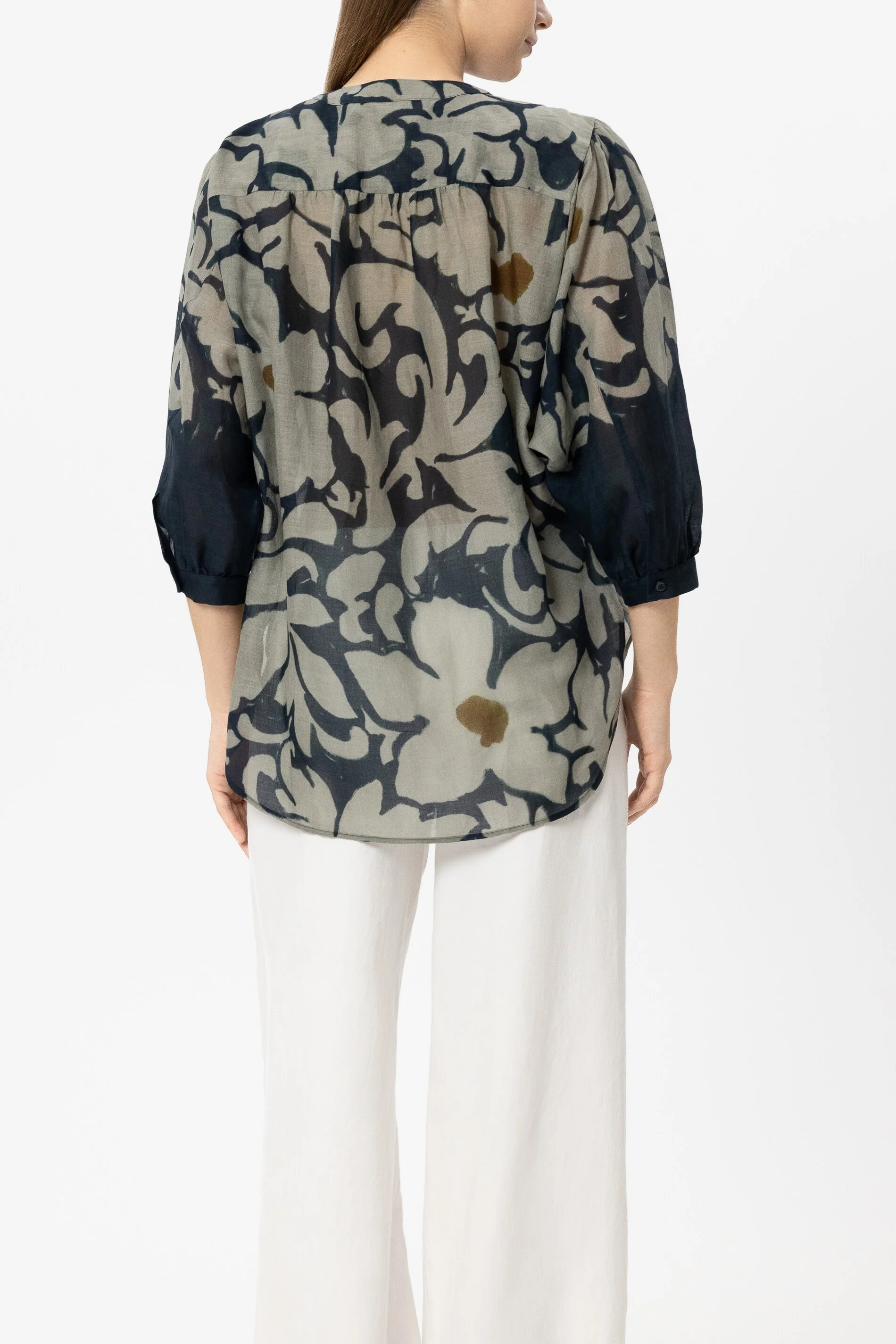 Bluse mit Flower-Print - tinted blue / multi - Standard - Image 3