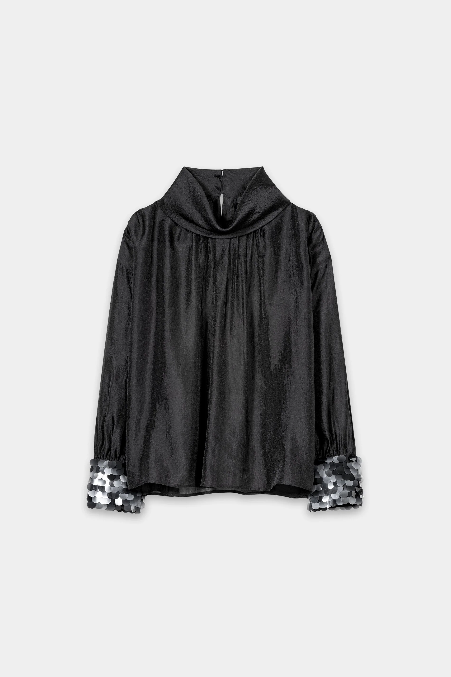 Bluse mit Pailletten-Manchette - black - mit Applikation - Image 5