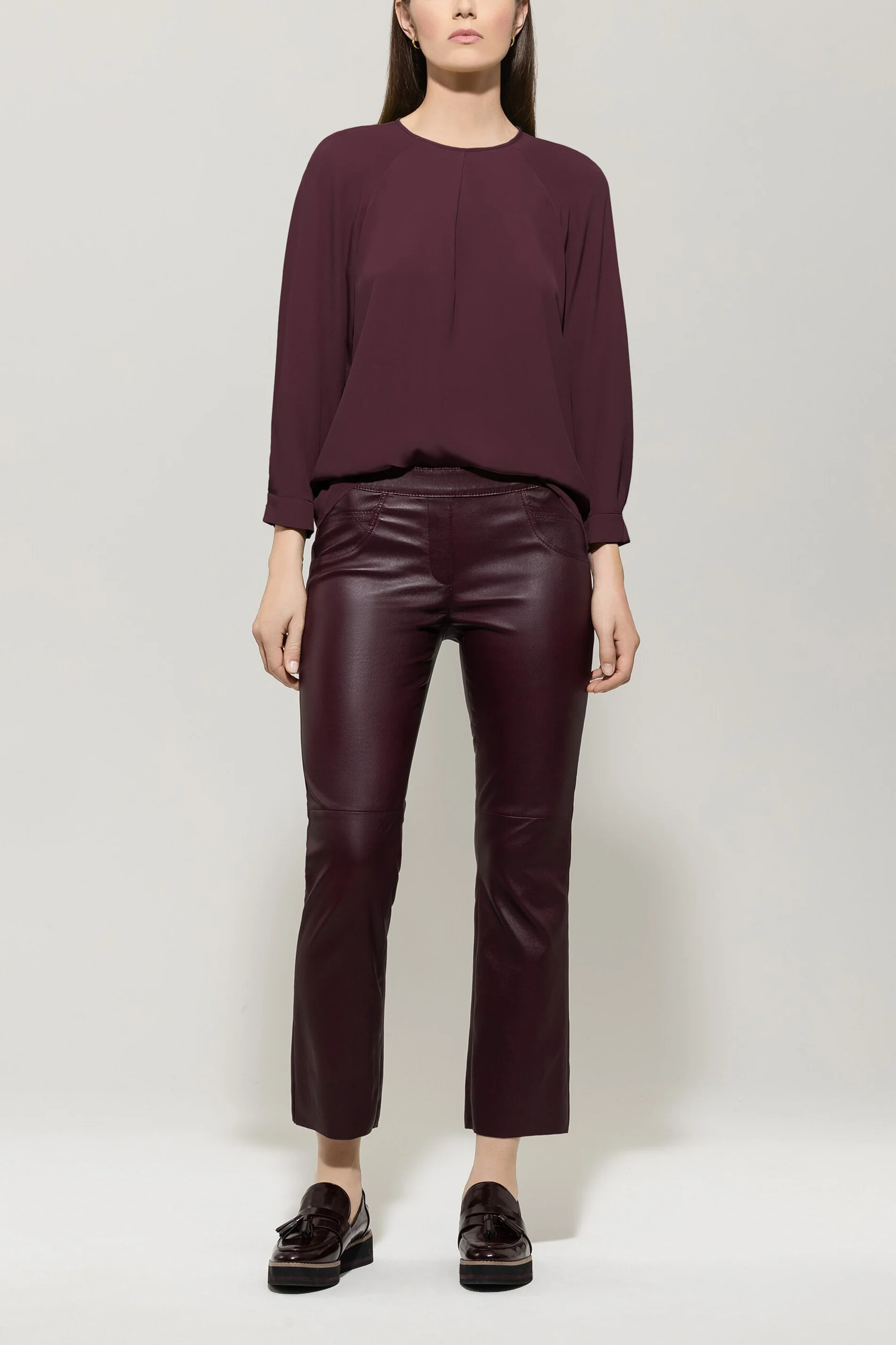 Blusenshirt aus Seiden-Mix - burgundy - Standard