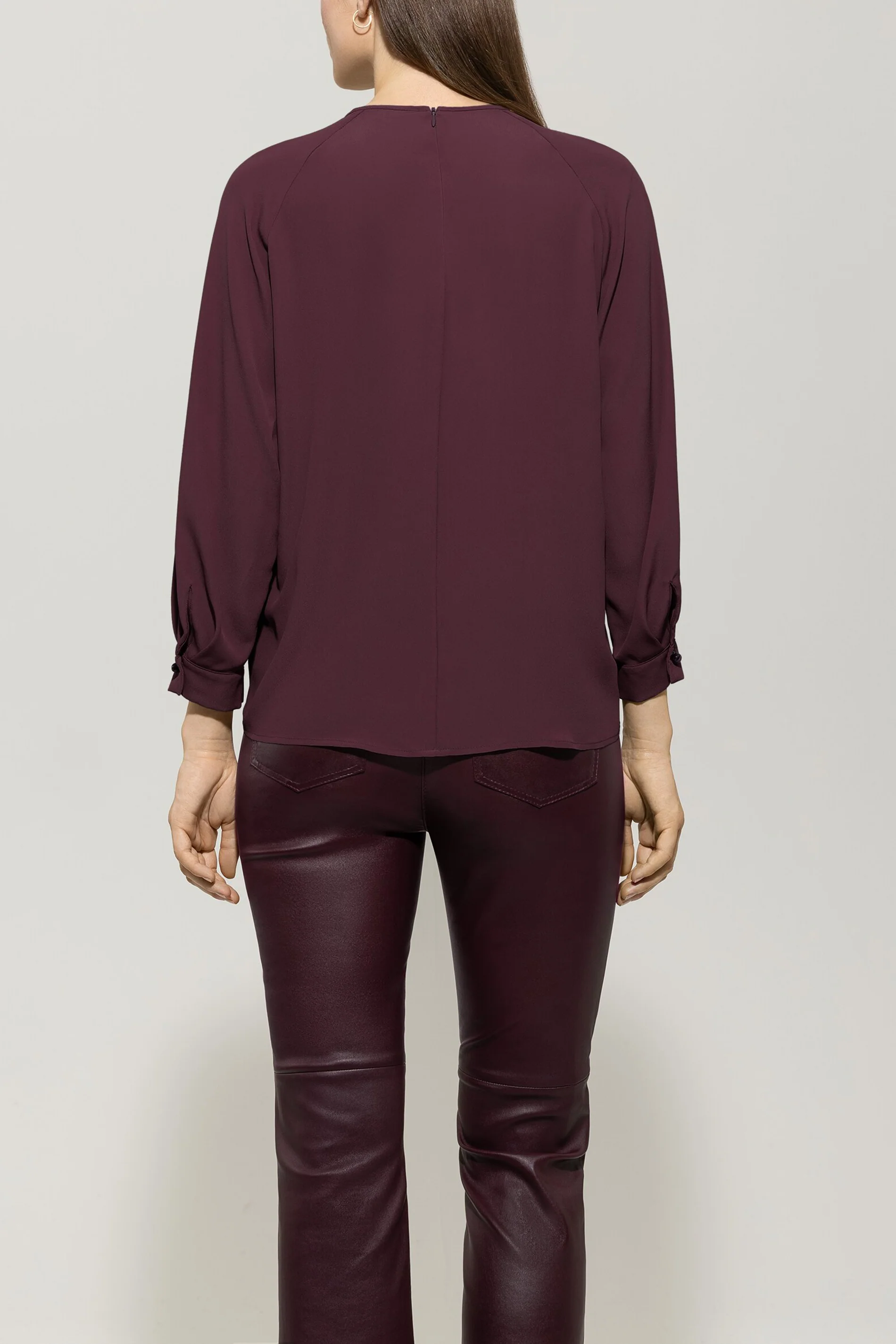 Blusenshirt aus Seiden-Mix - burgundy - Standard - Image 3