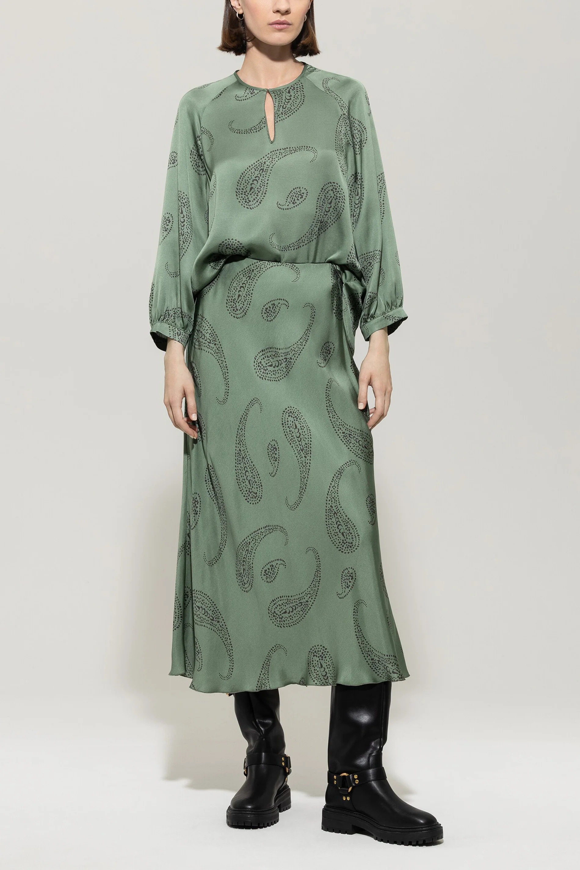 Blusenshirt mit Paisley-Print - salbei - Standard