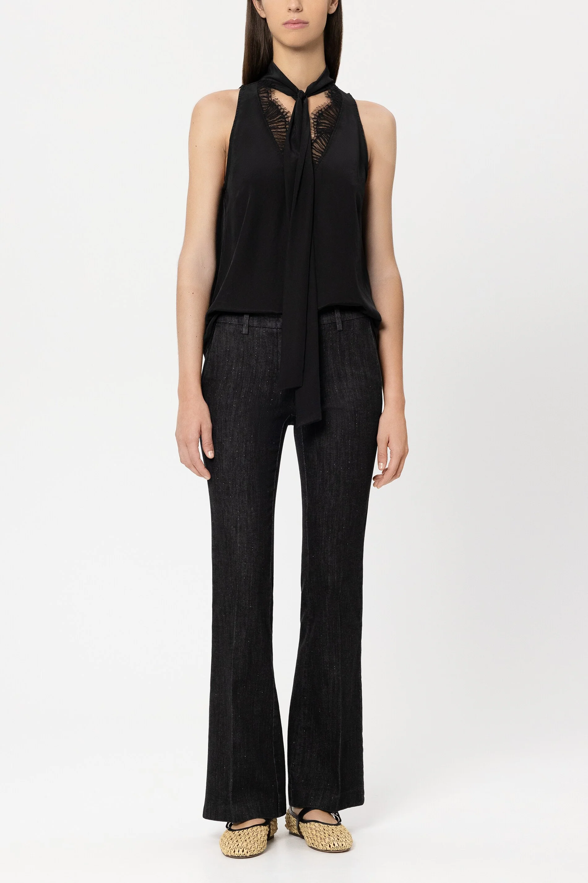 Blusentop mit Spitzendetails - pure black - Standard
