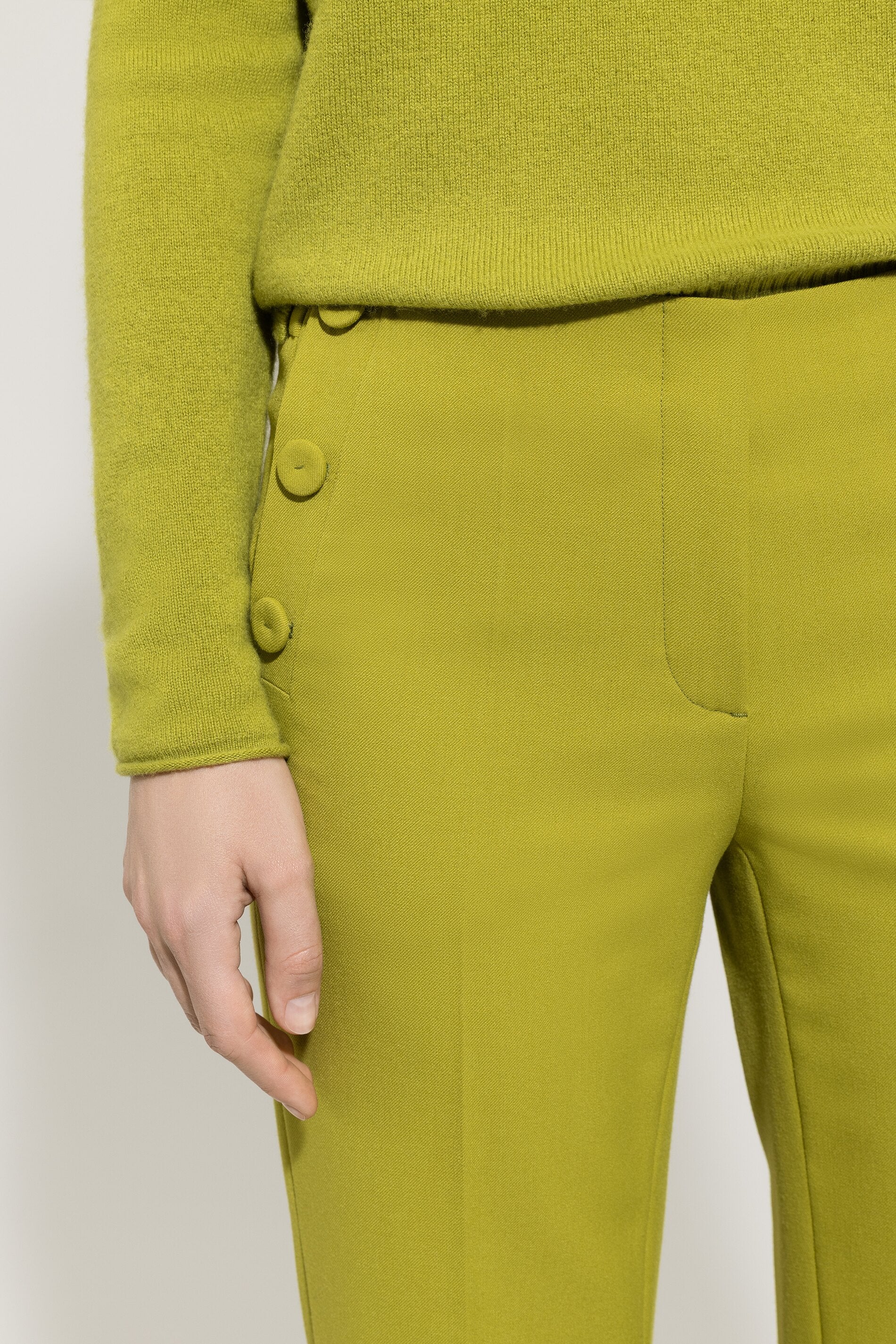 Bootcut sailor pants - acid green - with buttons - Image 4