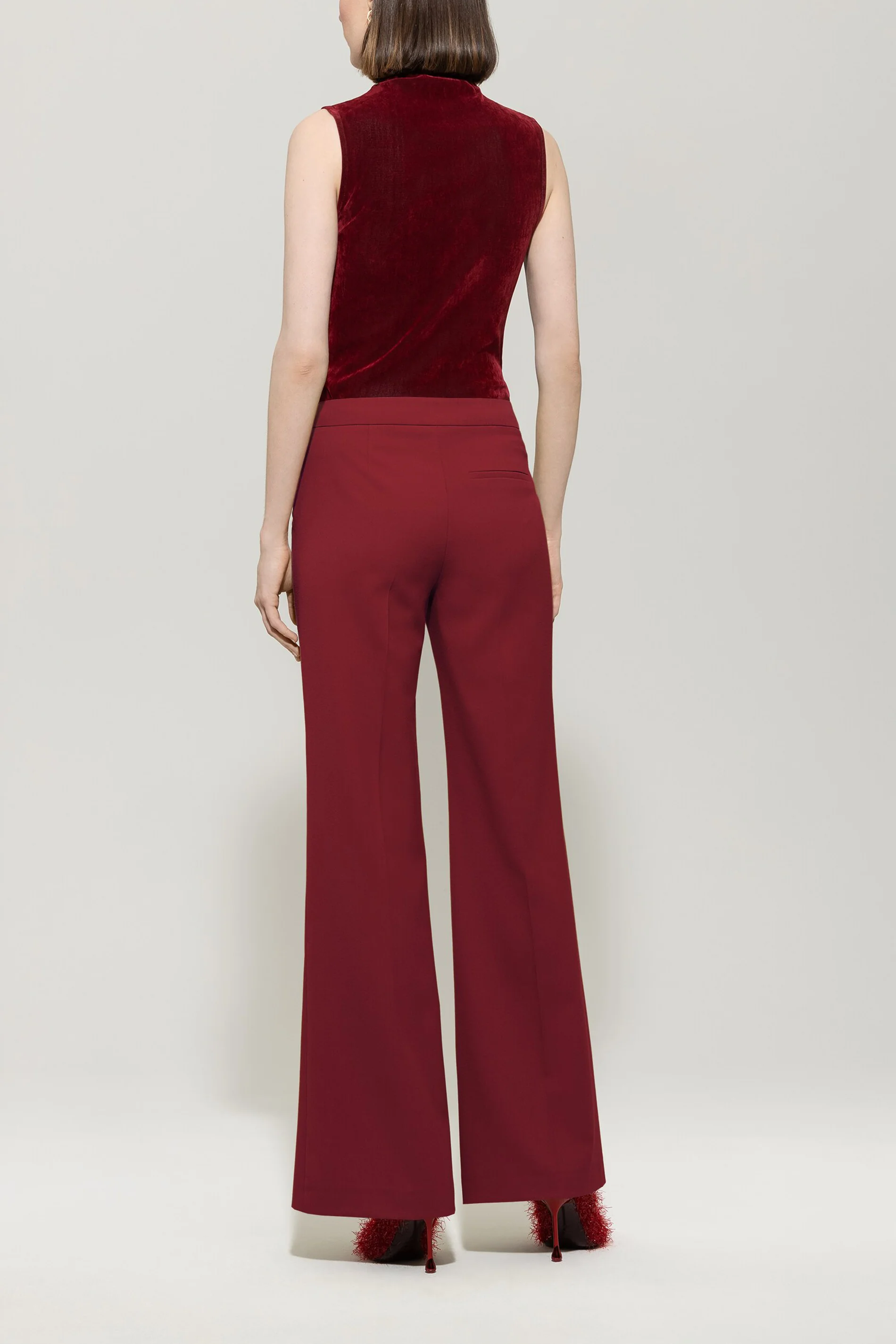 Bootcut sailor pants - berry red - with buttons - Image 3