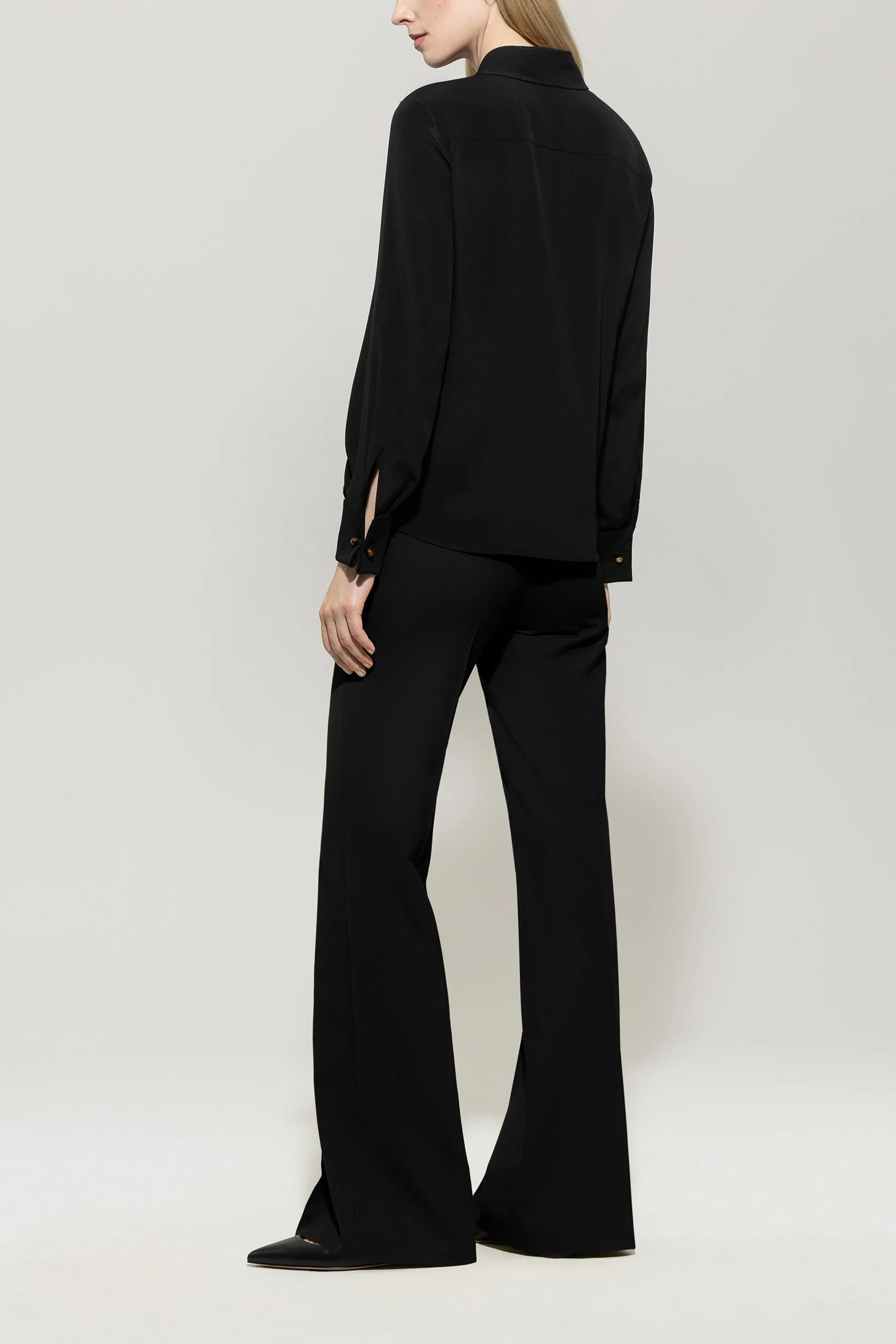 Bootcut sailor pants - deep black - with buttons - Image 3