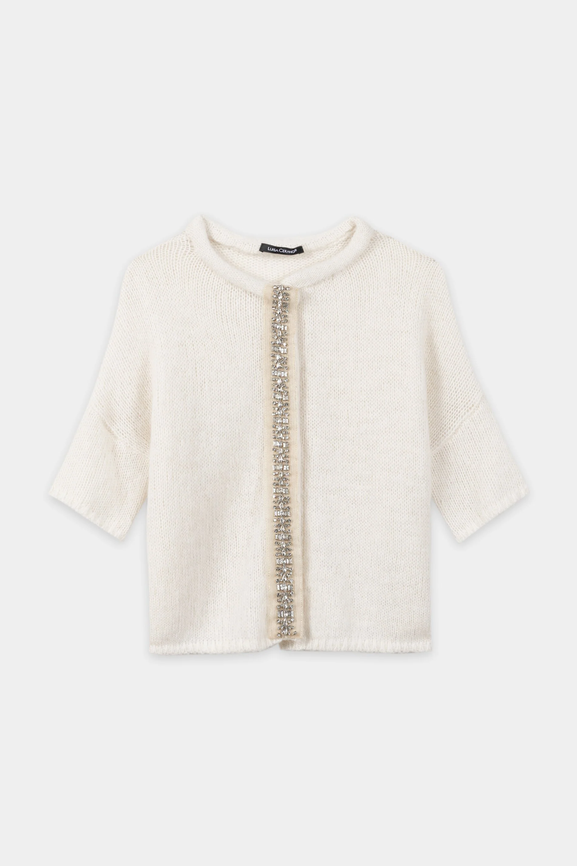 Cardigan aus Alpaka-Mix - milk - mit Stickerei / Straß - Image 5