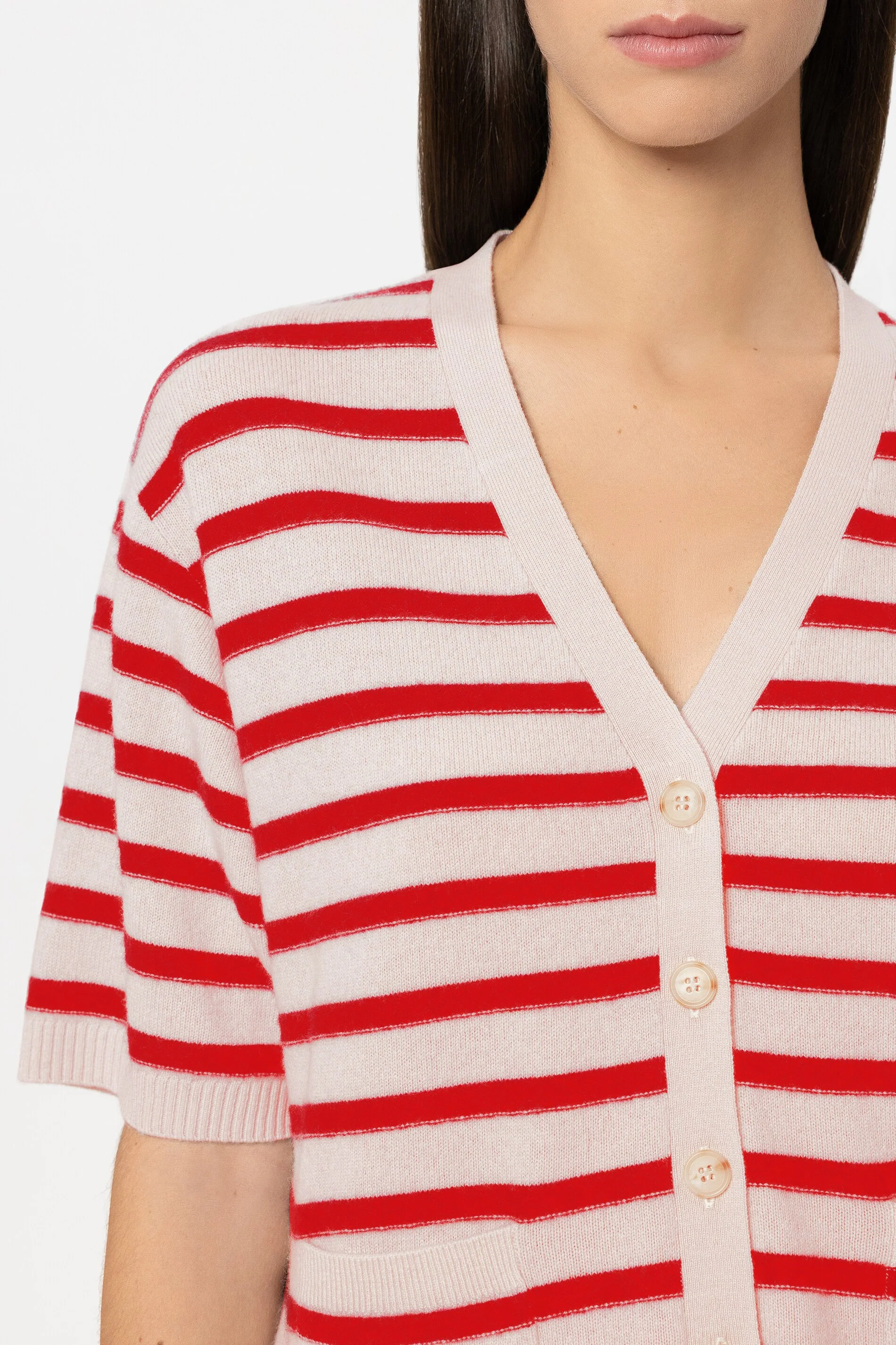 Cardigan aus Kaschmir-Mix - cherry red / cream - Standard - Image 4