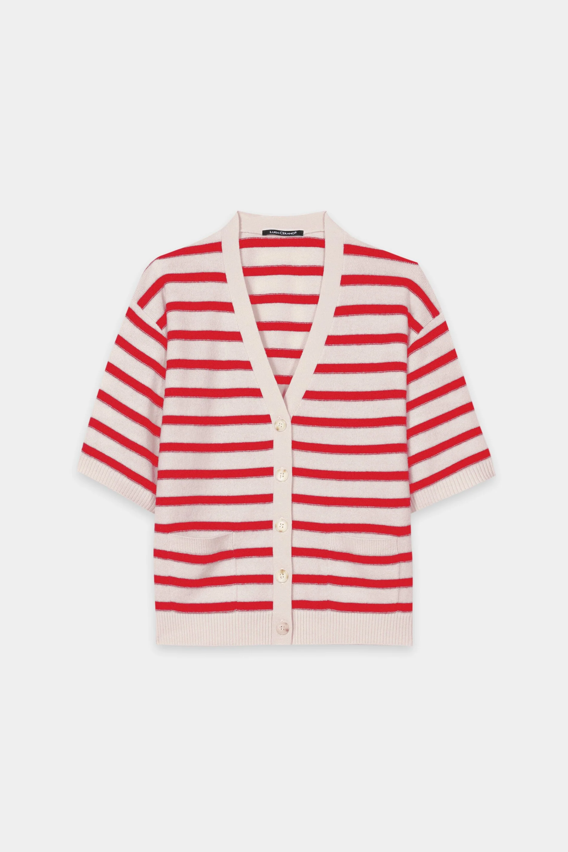 Cardigan aus Kaschmir-Mix - cherry red / cream - Standard - Image 5