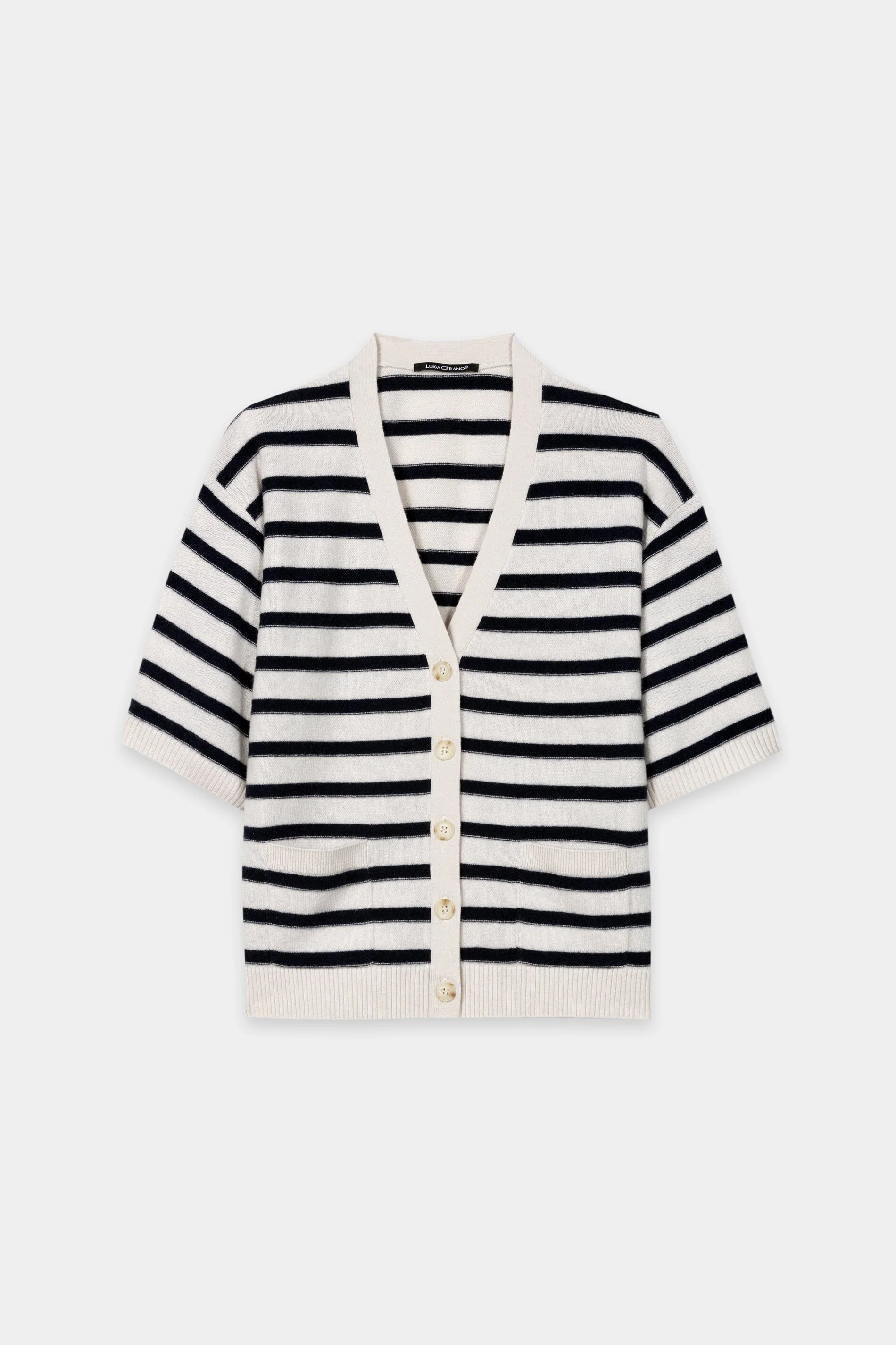 Cardigan aus Kaschmir-Mix - navy blue / cream - Standard - Image 5