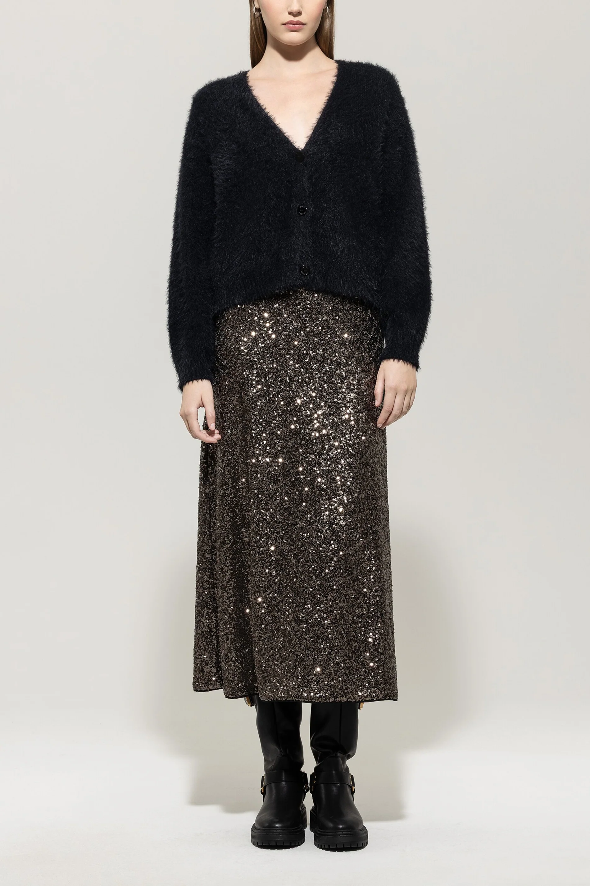 Cardigan aus Woll-Mix - deep black - Standard
