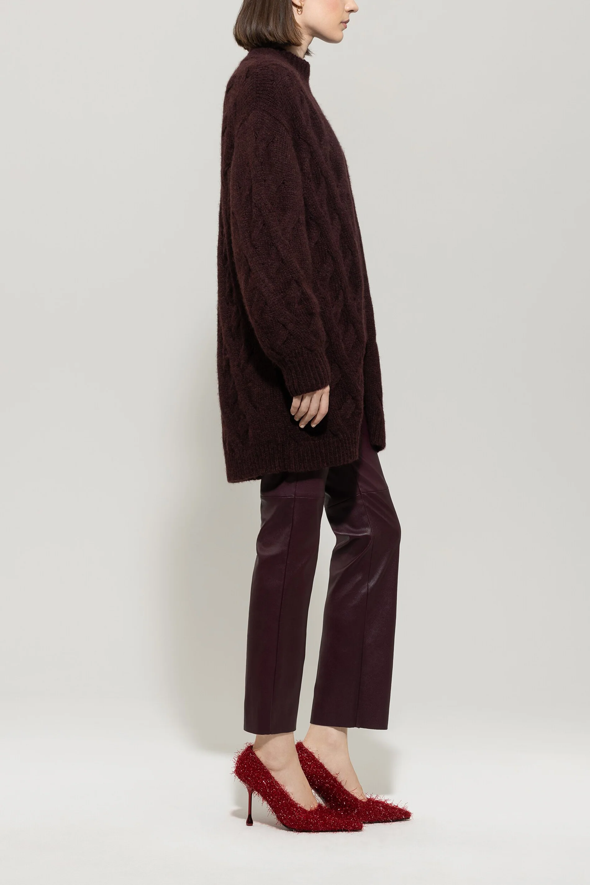 Cardigan mit Chunky-Cable-Knit - burgundy - Standard - Image 2