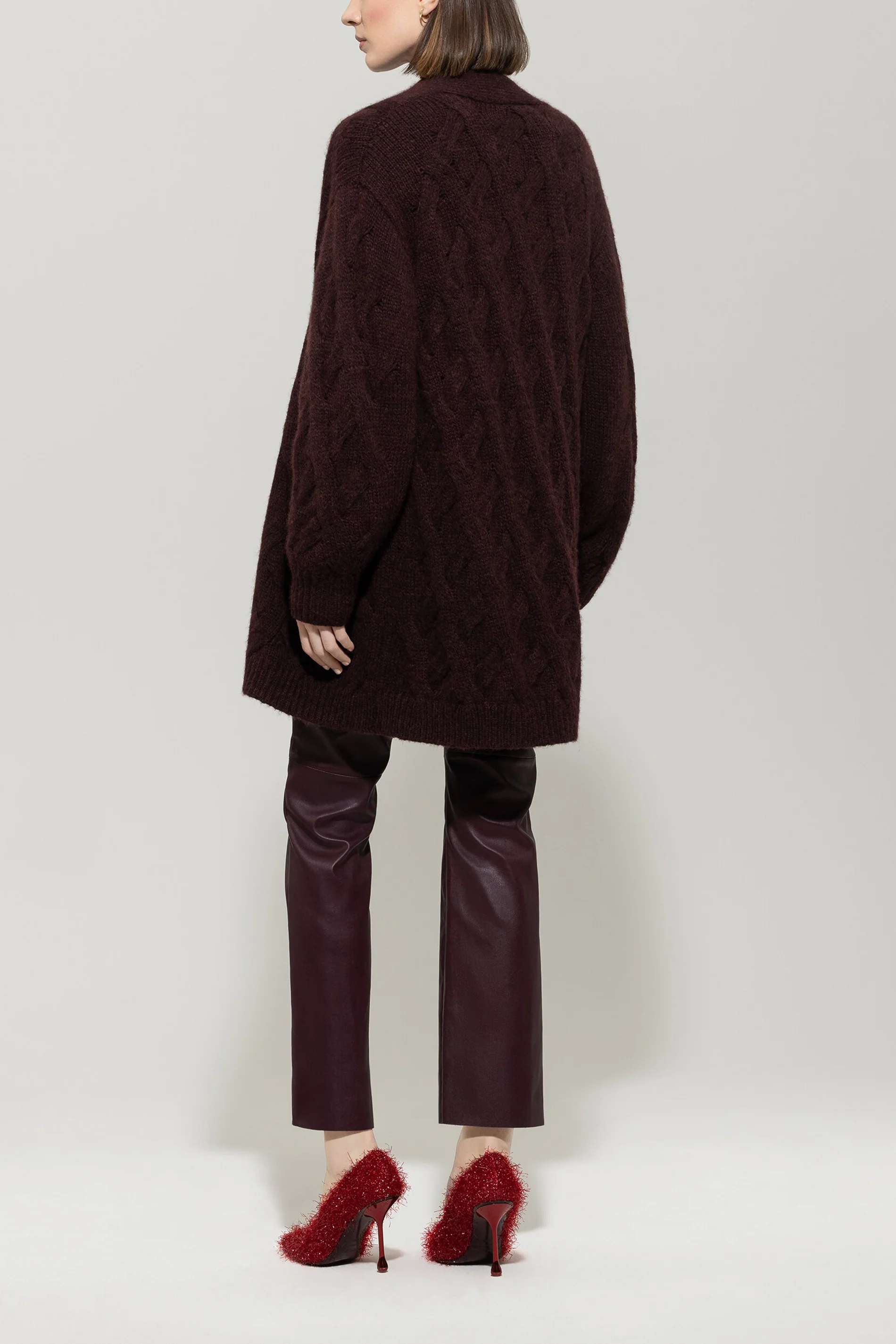 Cardigan mit Chunky-Cable-Knit - burgundy - Standard - Image 3