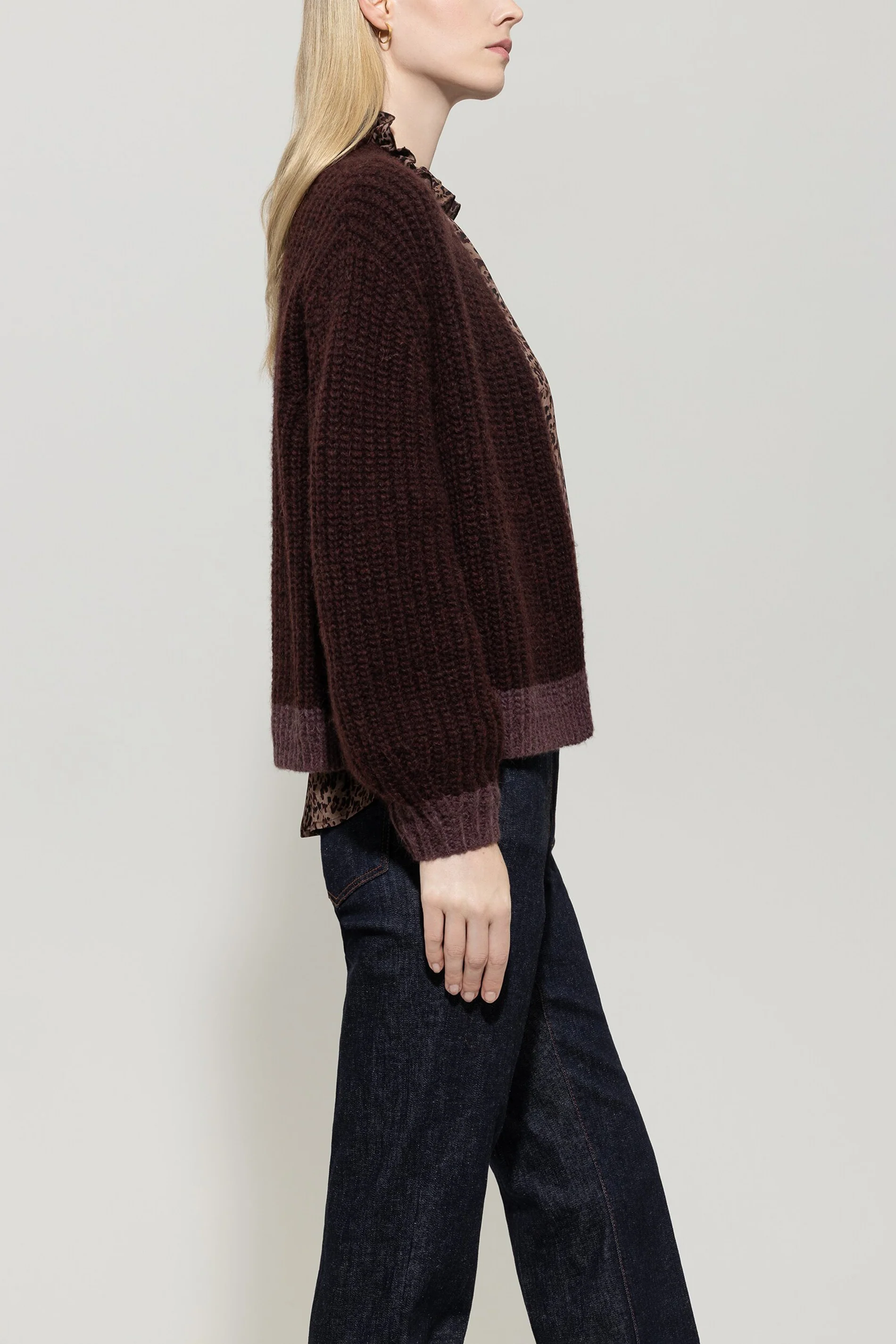 Cardigan mit Colour-Block - burgundy / heather - Standard - Image 2