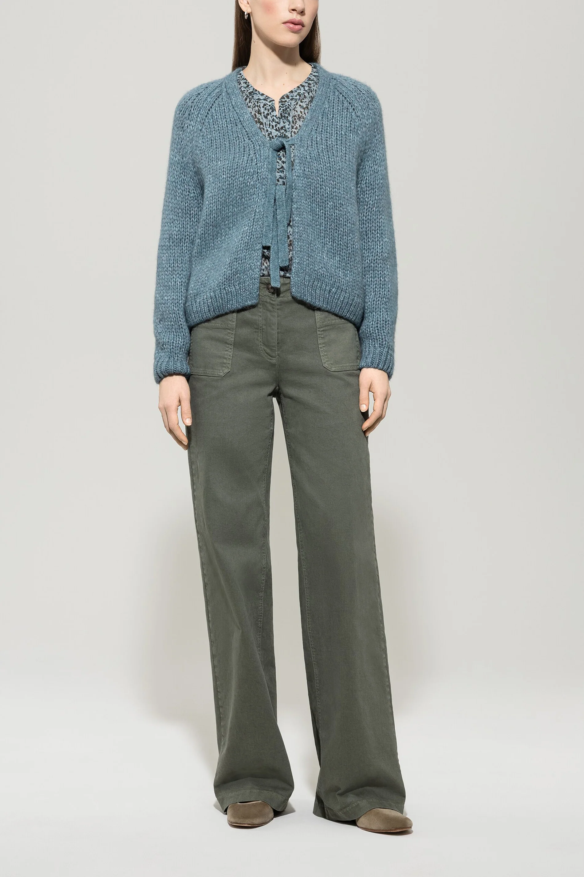 Cardigan mit Schleifendetails - greyish blue - Standard