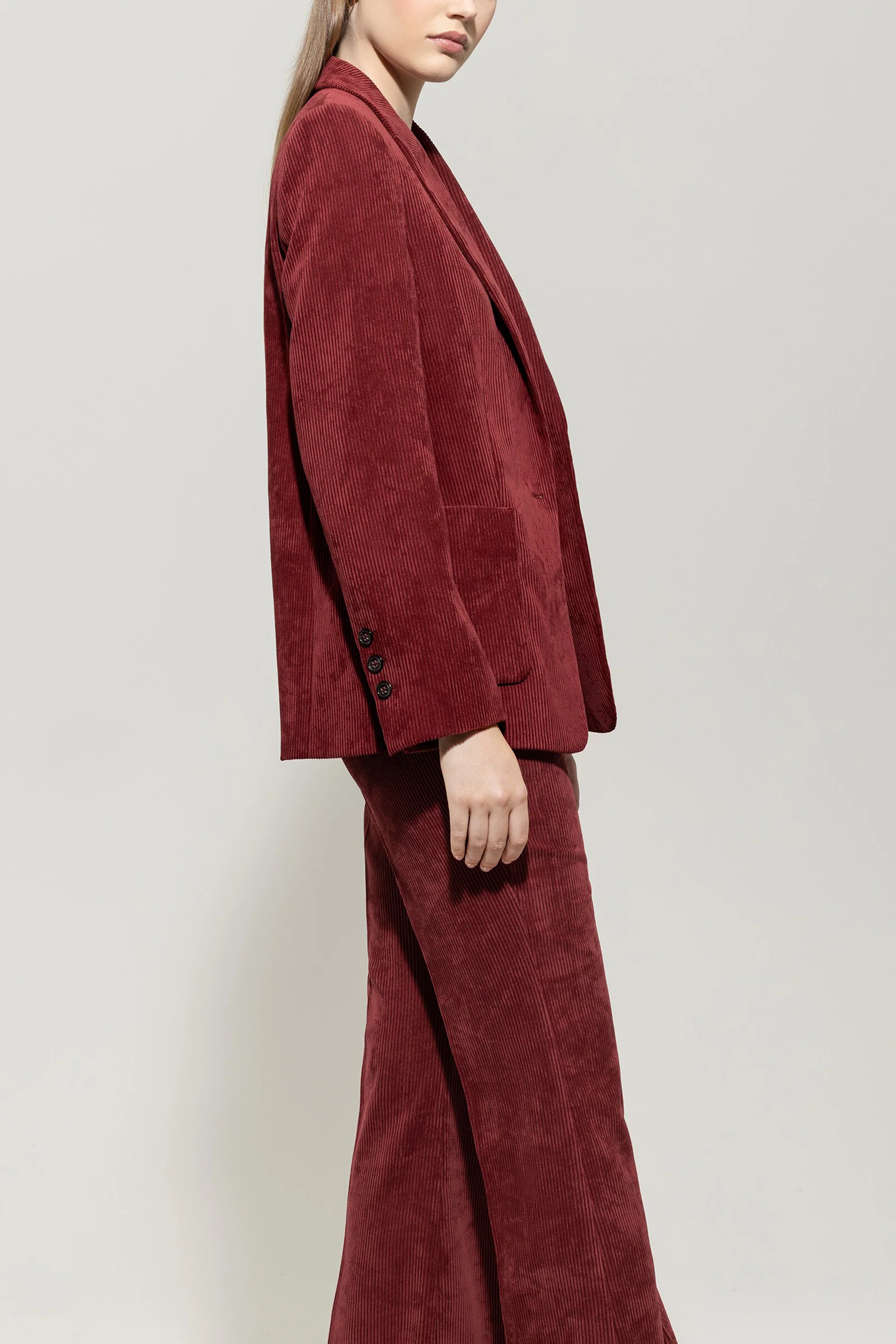 Cord-Ein-Knopf-Blazer - berry red - Standard - Image 2