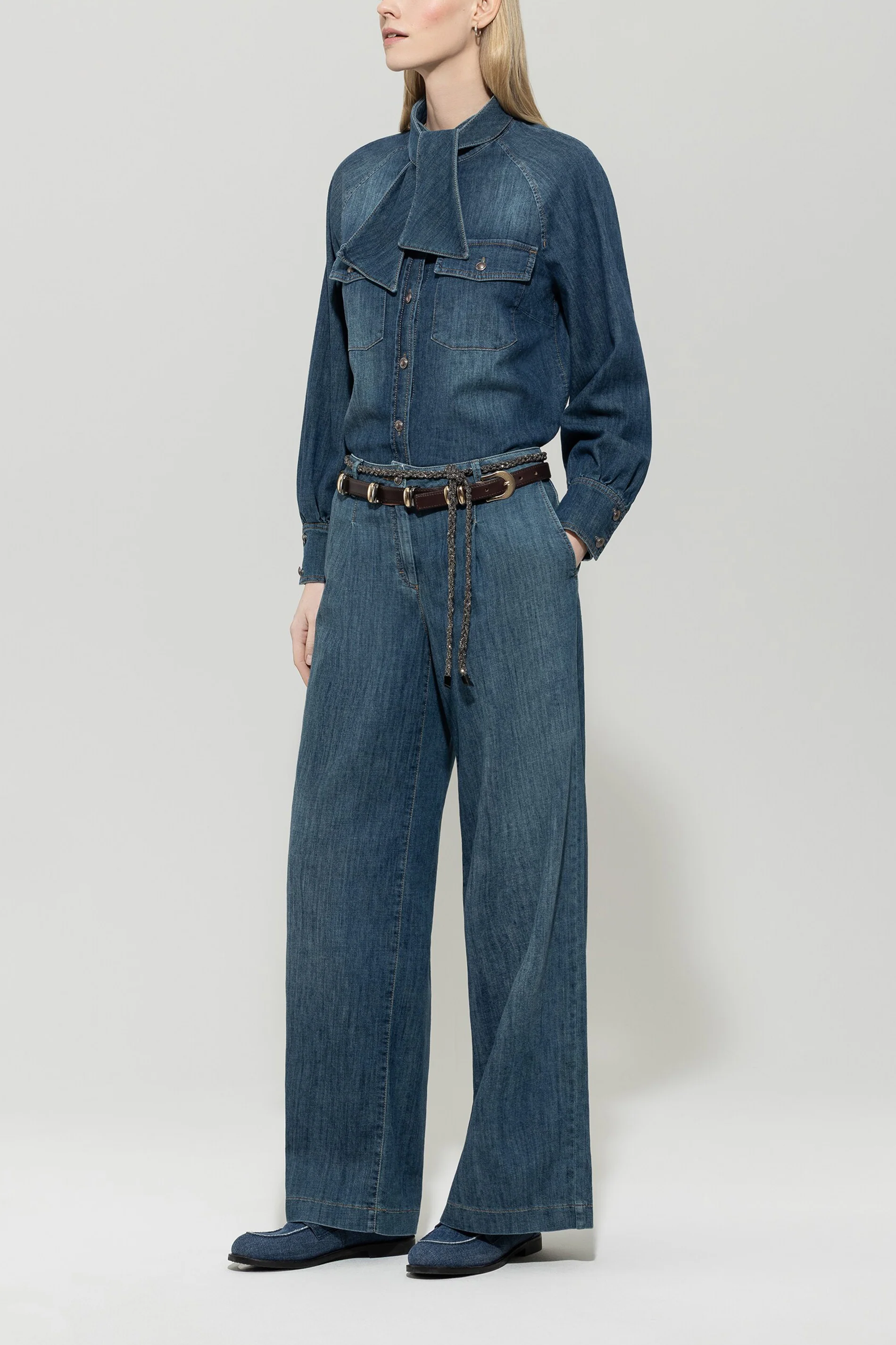 Denim-Bluse mit Schluppe - denim blue - Standard