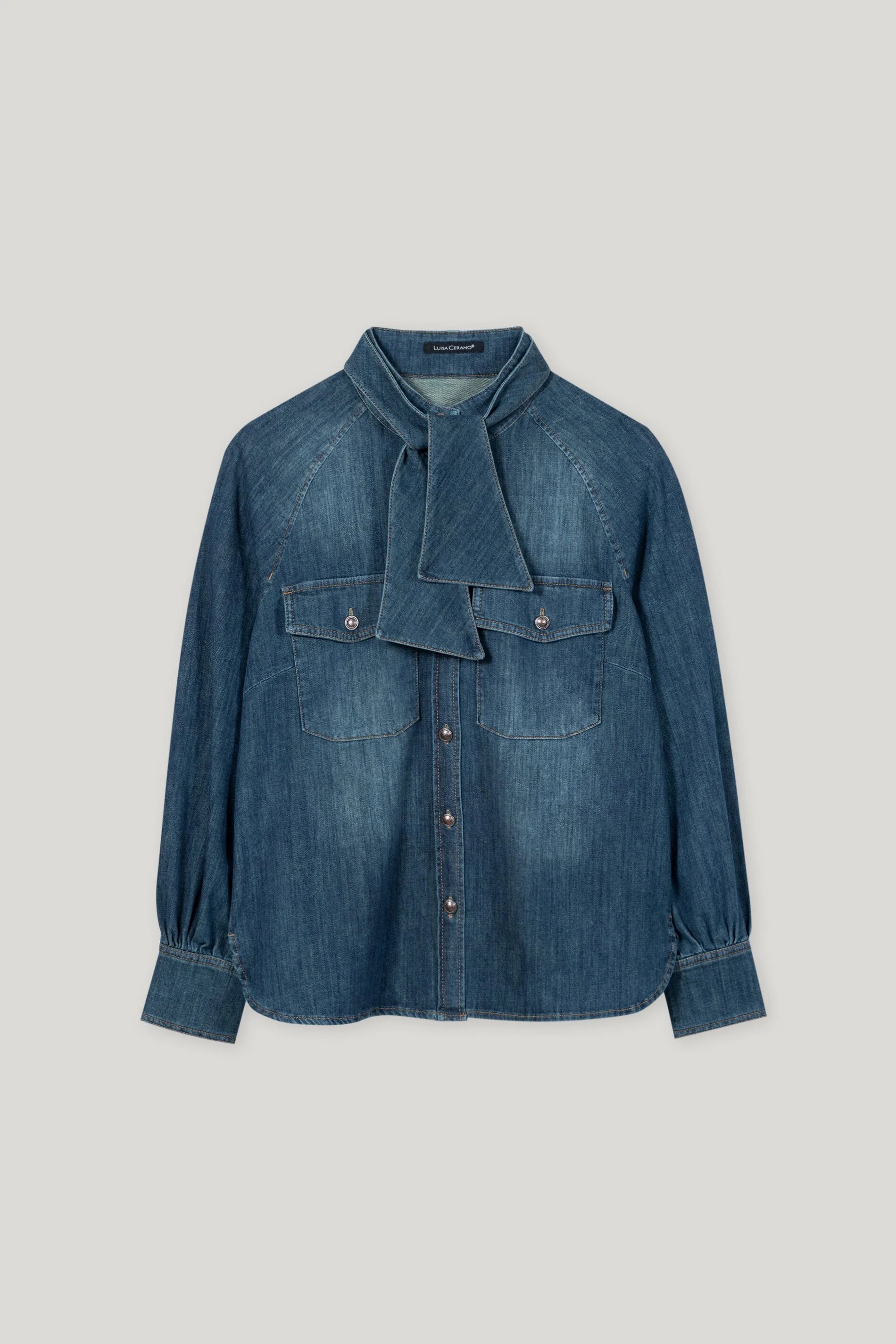 Denim-Bluse mit Schluppe - denim blue - Standard - Image 5