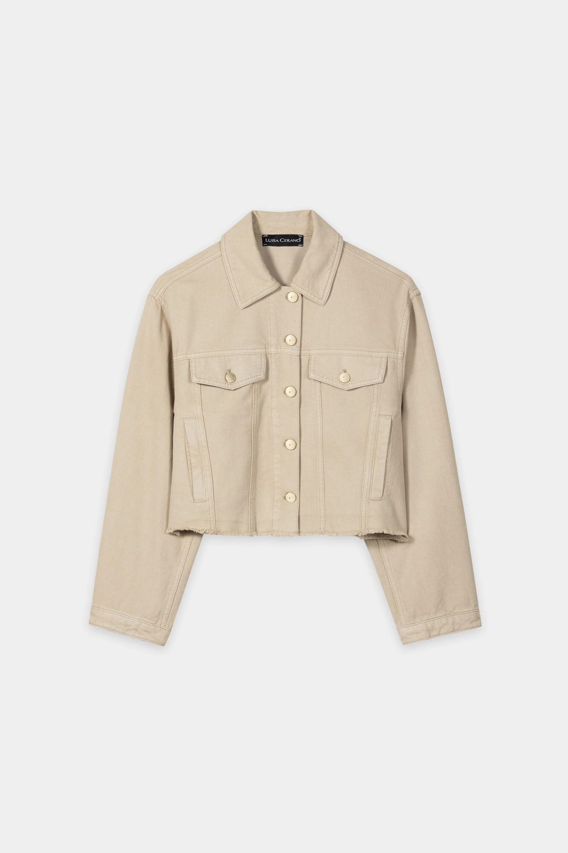 Denimjacke mit Raw-Saum - sand - Standard - Image 5
