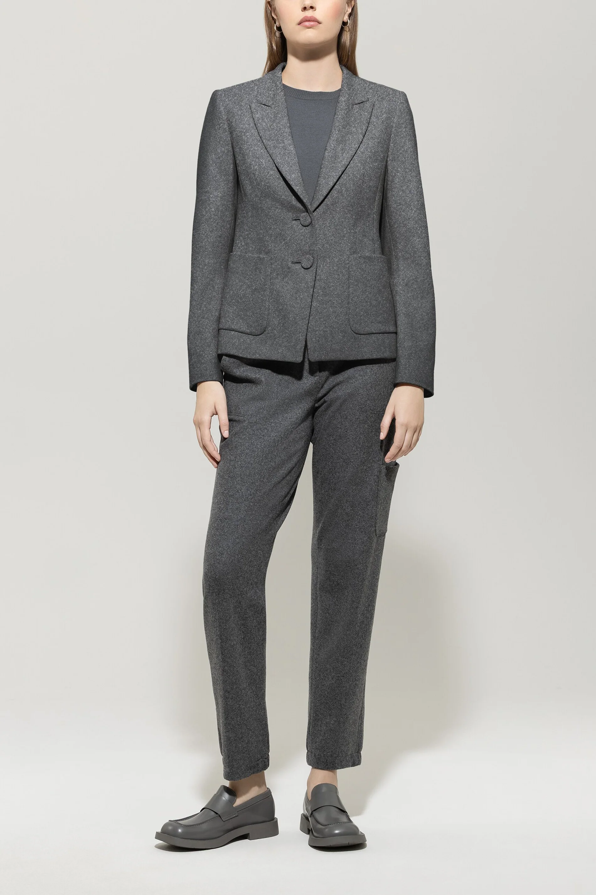 Flanell-Blazer - dark grey melange - Standard
