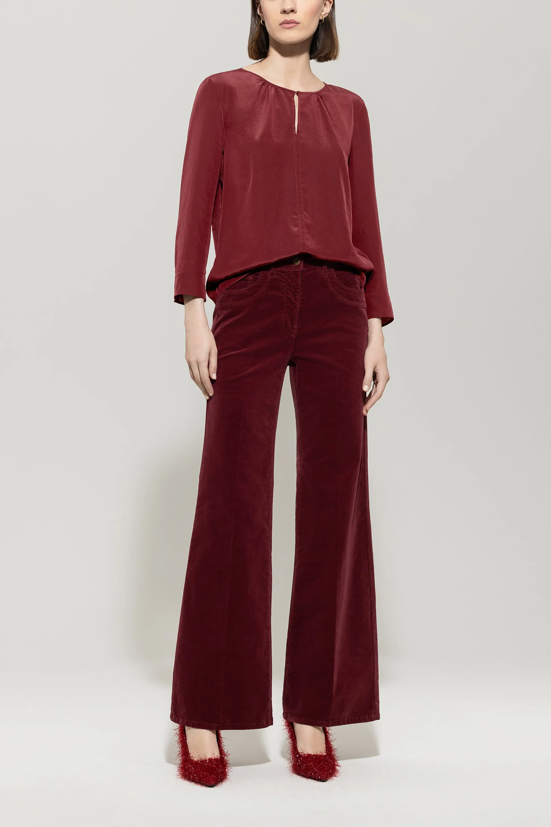 Fließendes Blusenshirt - berry red - Standard