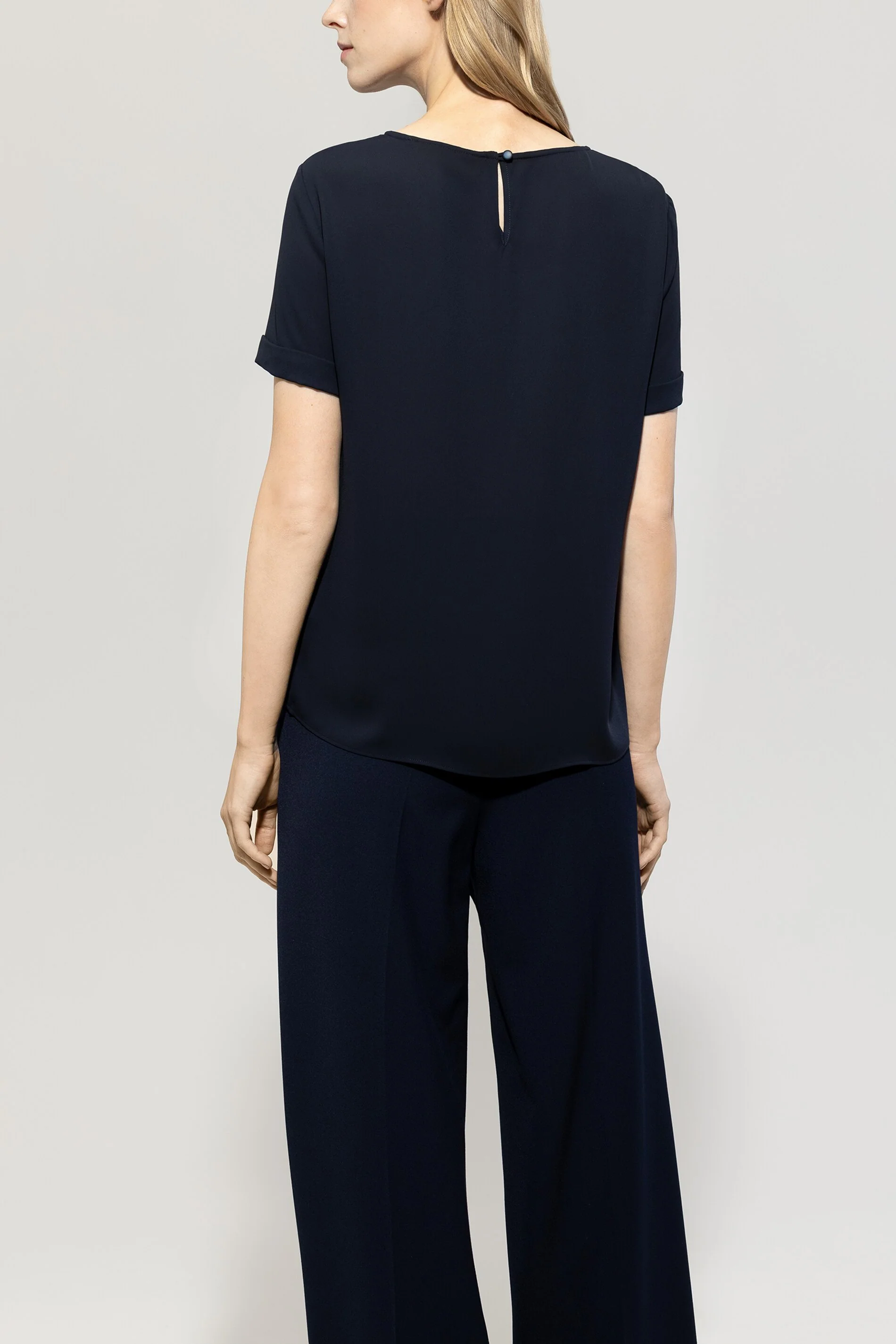 Fließendes Kurzarm-Blusenshirt - dark navy - Standard - Image 3
