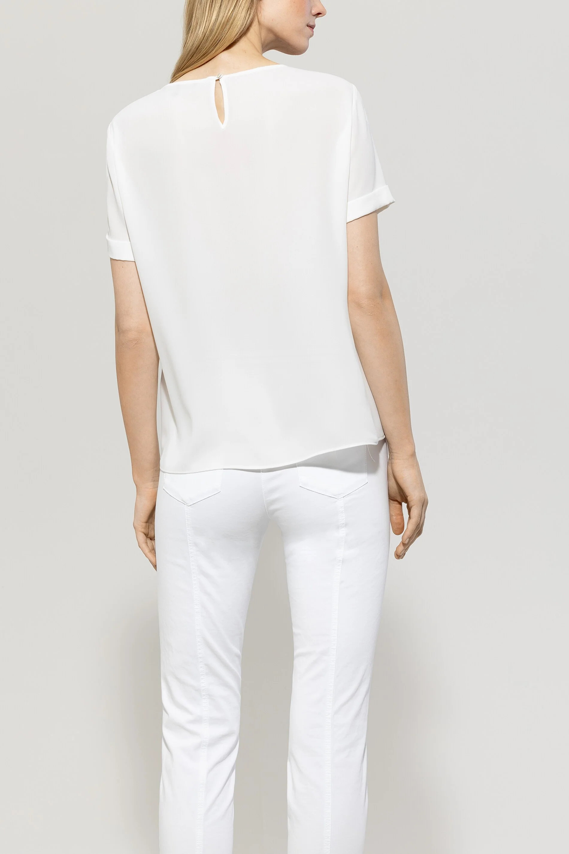 Fließendes Kurzarm-Blusenshirt - off-white - Standard - Image 3
