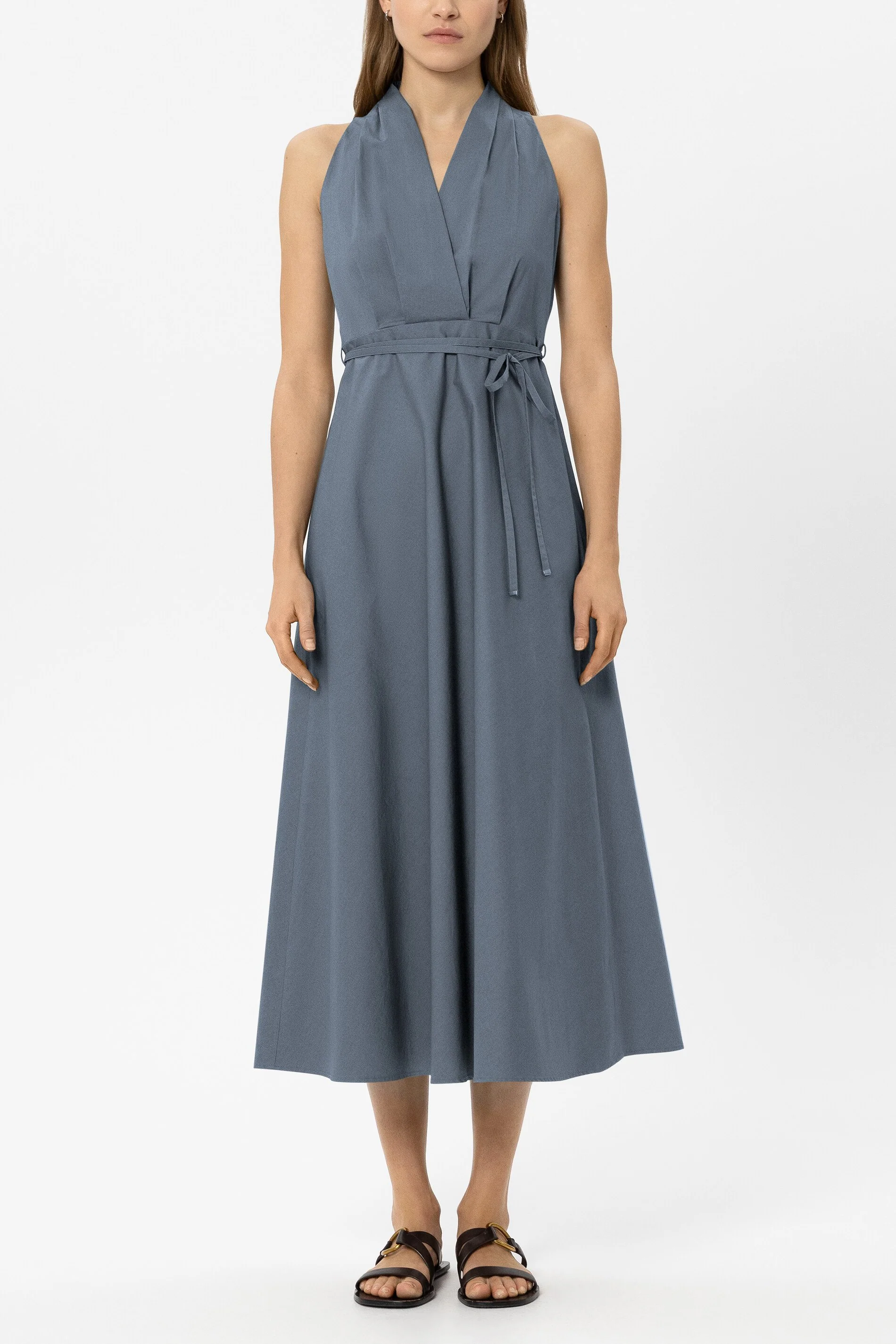Gabardine-Neckholderkleid - tinted blue - Standard