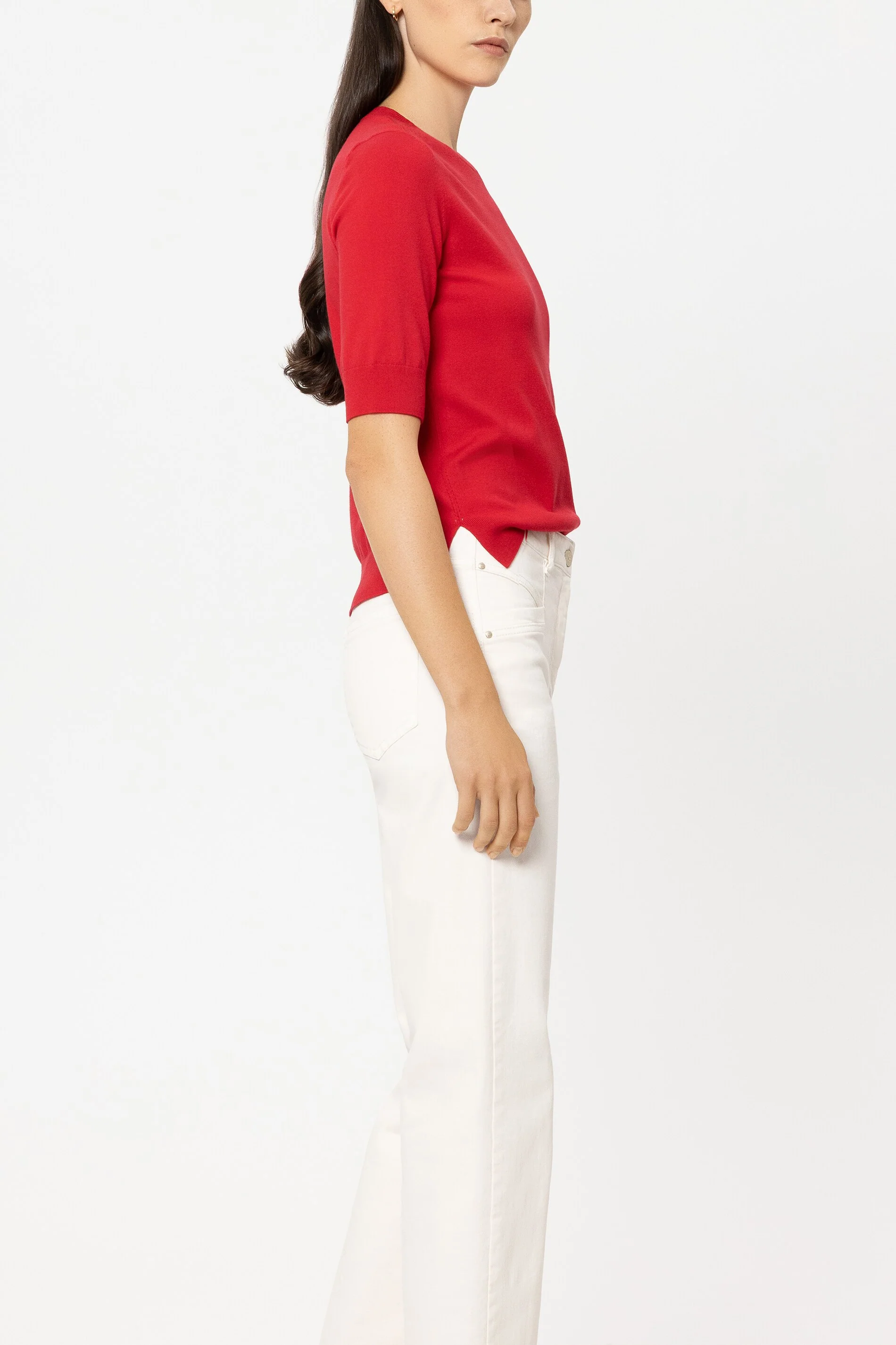 Halbarm-Feinstrick-Pullover - cherry red - Standard - Image 2
