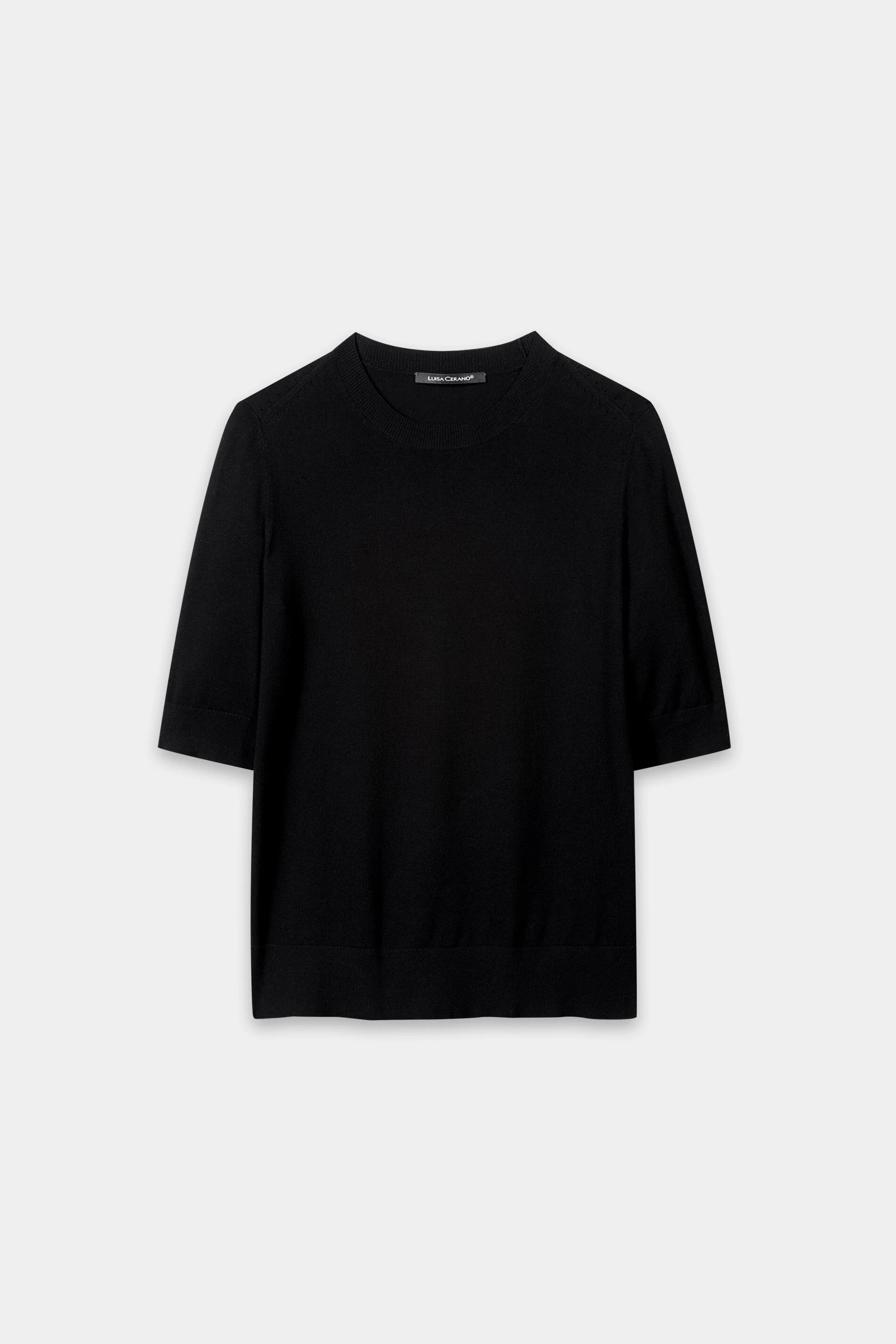 Halbarm-Feinstrick-Pullover - pure black - Standard - Image 5