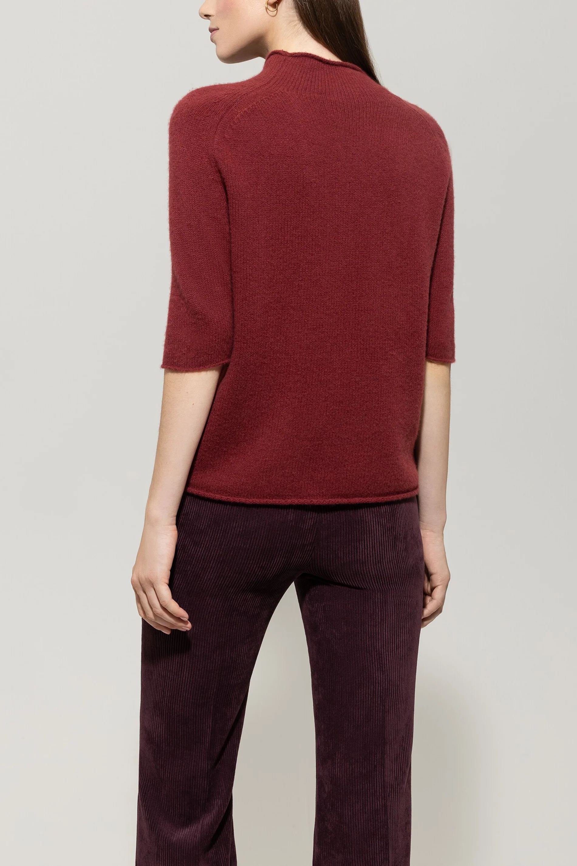 Halbarm-Pulli aus Kaschmir-Mix - berry red - Standard - Image 3