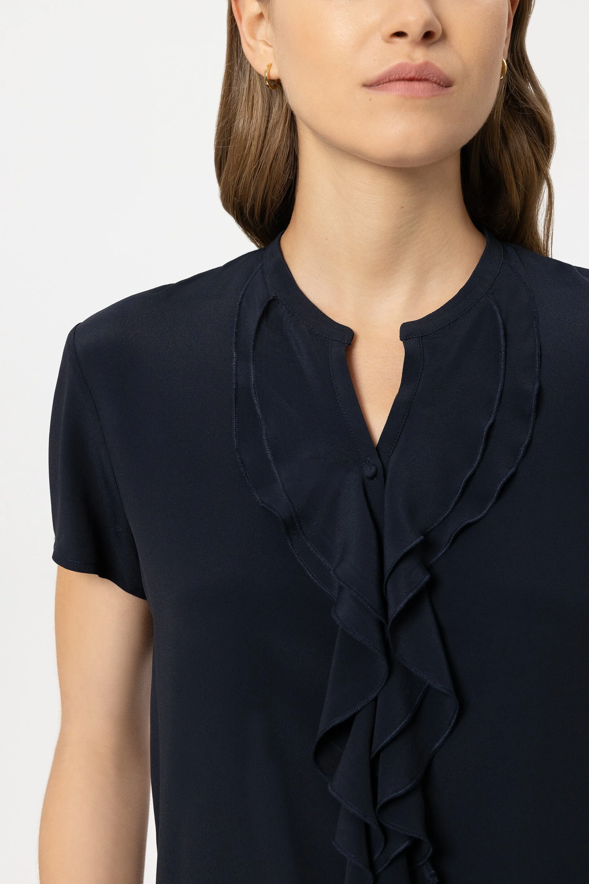 Halbarm-Shirt mit Volants - navy blue - Standard - Image 4