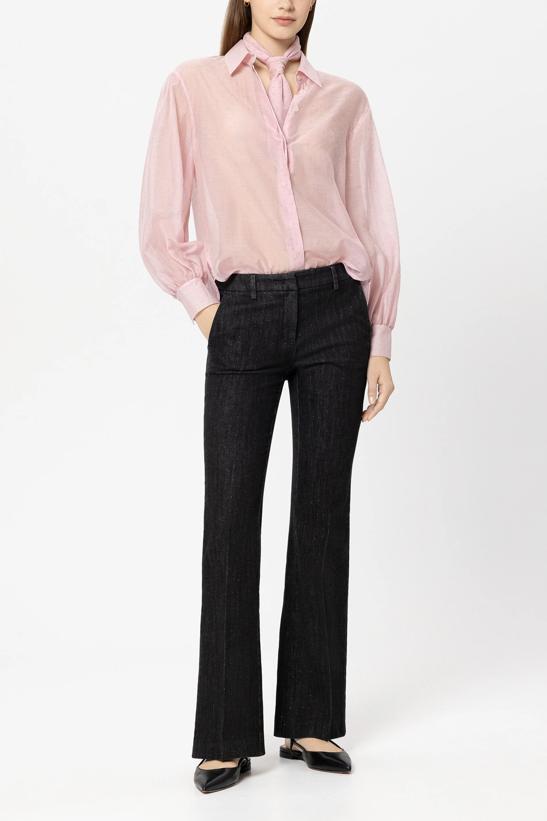 Hemdbluse mit Glitzersteinen - creamy blush - Standard