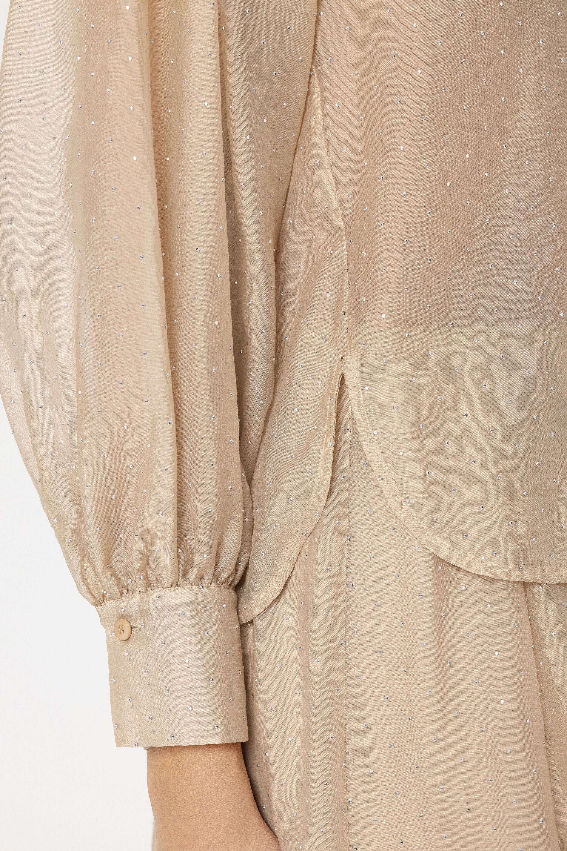 Hemdbluse mit Glitzersteinen - soft camel - Standard - Image 4