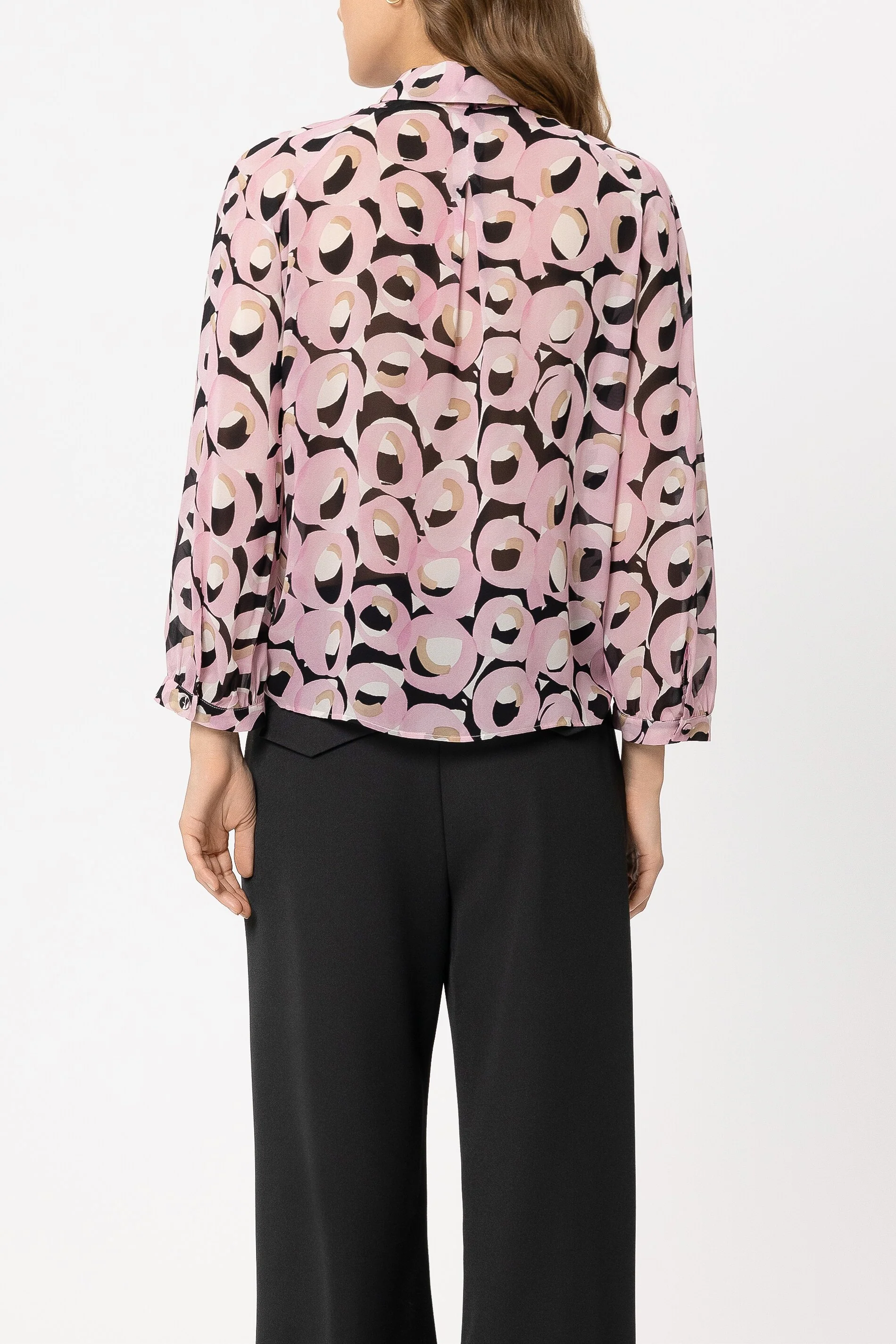 Hemdbluse mit Retro-Print - creamy blush / black - mit Schluppe - Image 3