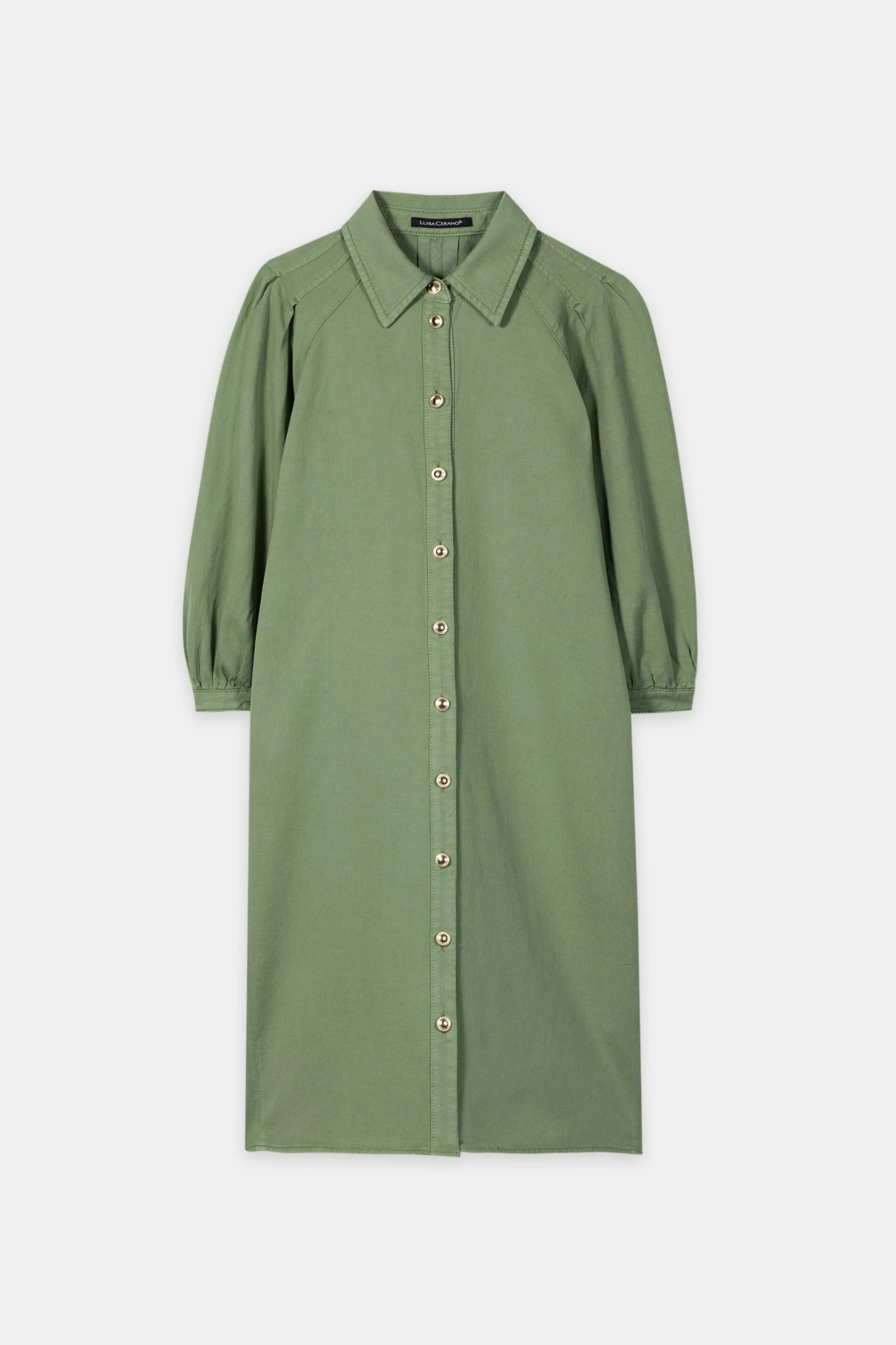 Hemdblusenkleid aus Leinen-Mix - moss green - Standard - Image 5
