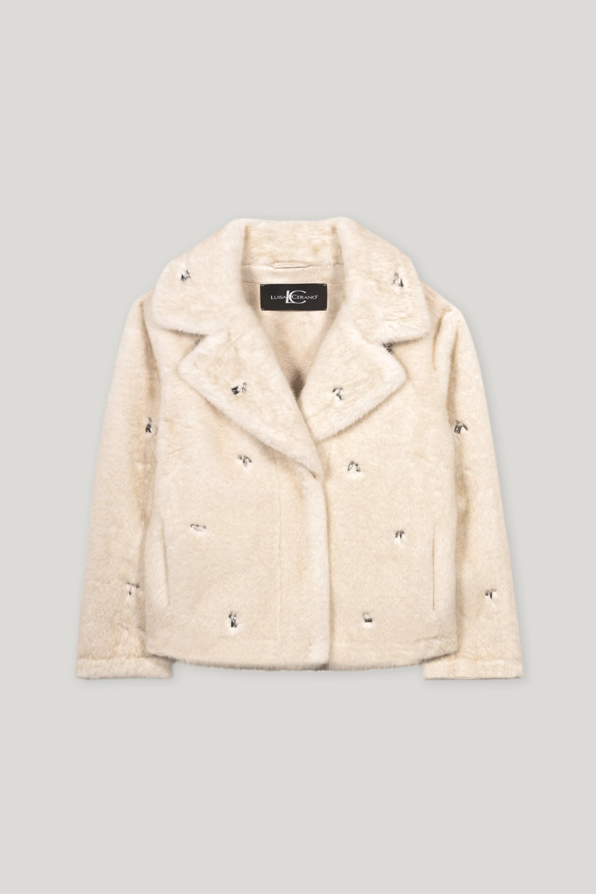 Jacke in Fell-Optik - cream - mit Applikation - Image 5