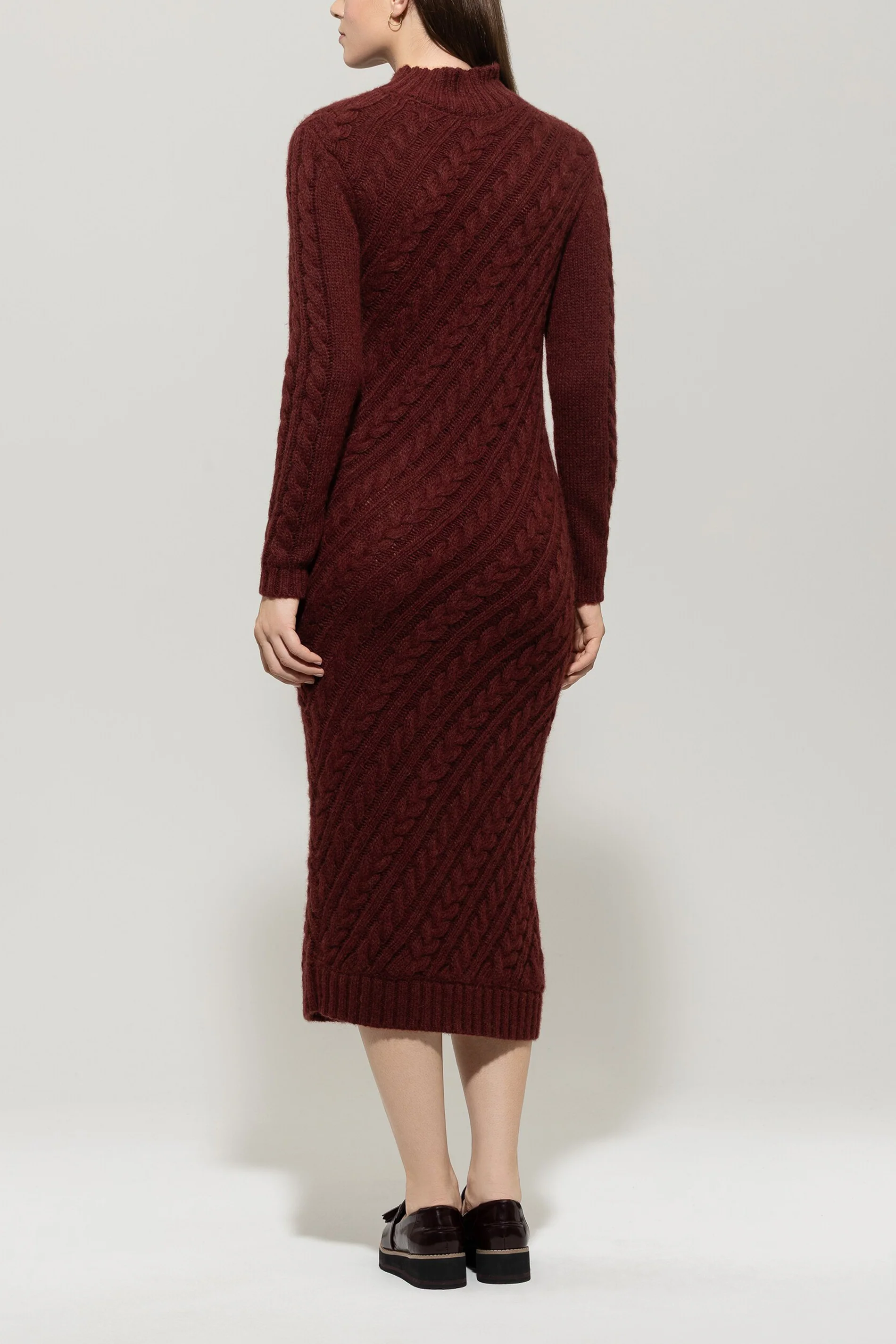 Kleid mit Diagonal-Cable-Knit - berry red - Standard - Image 3