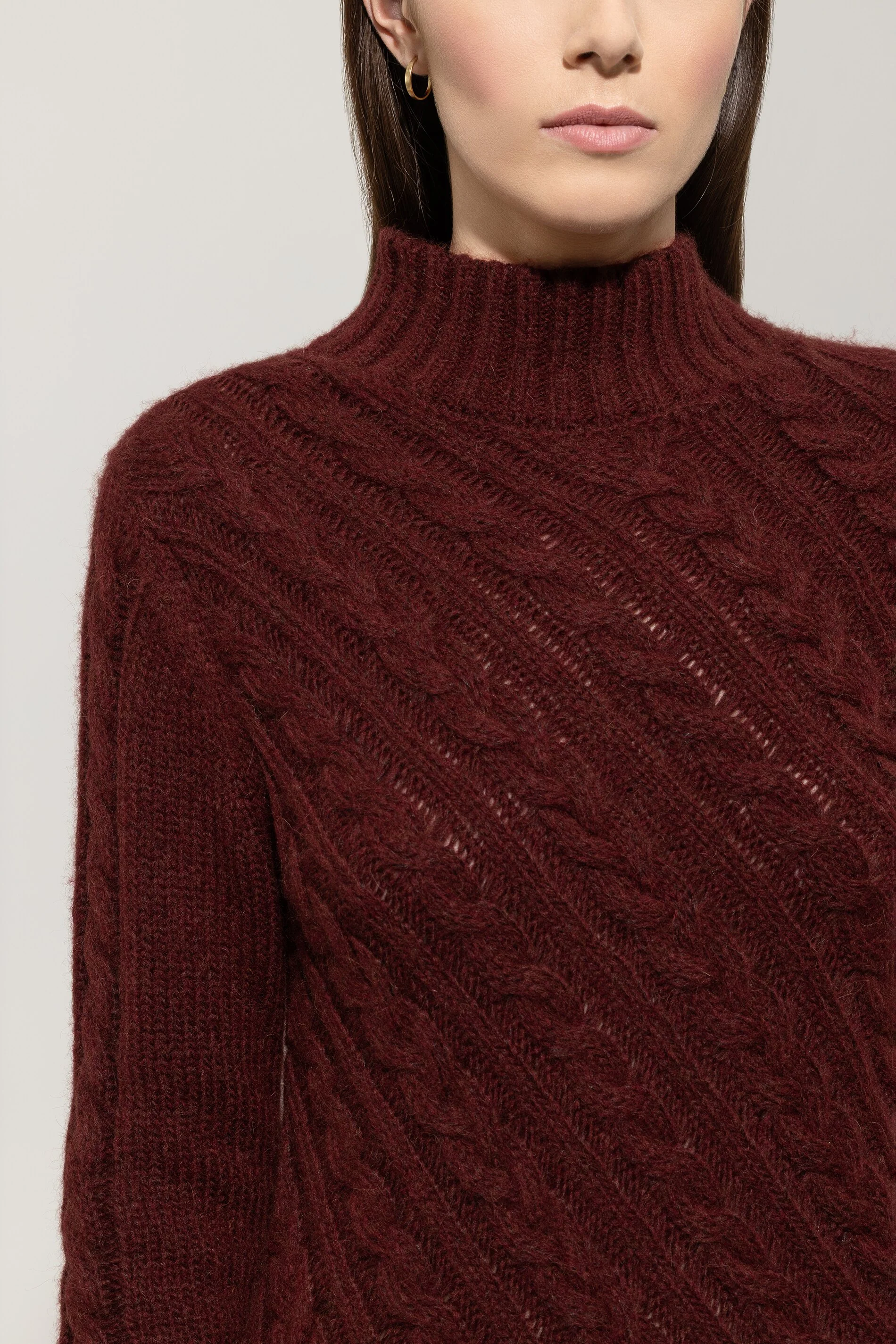 Kleid mit Diagonal-Cable-Knit - berry red - Standard - Image 4