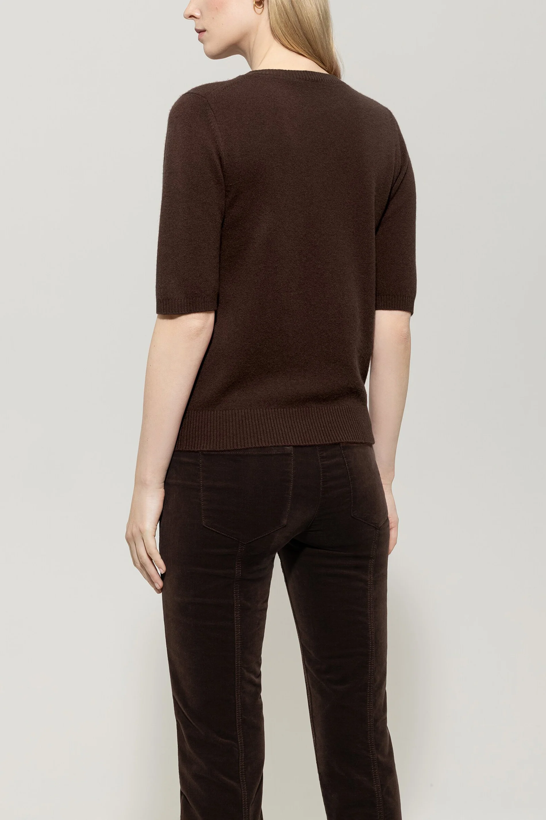 Kurzarm-Pulli aus Kaschmir-Mix - espresso - Standard - Image 3