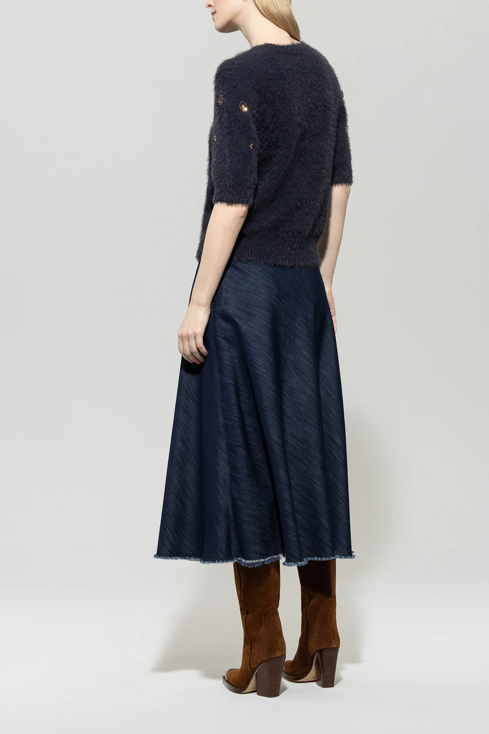 Kurzarm-Pullover mit Steinen - dark blue - Standard - Image 3