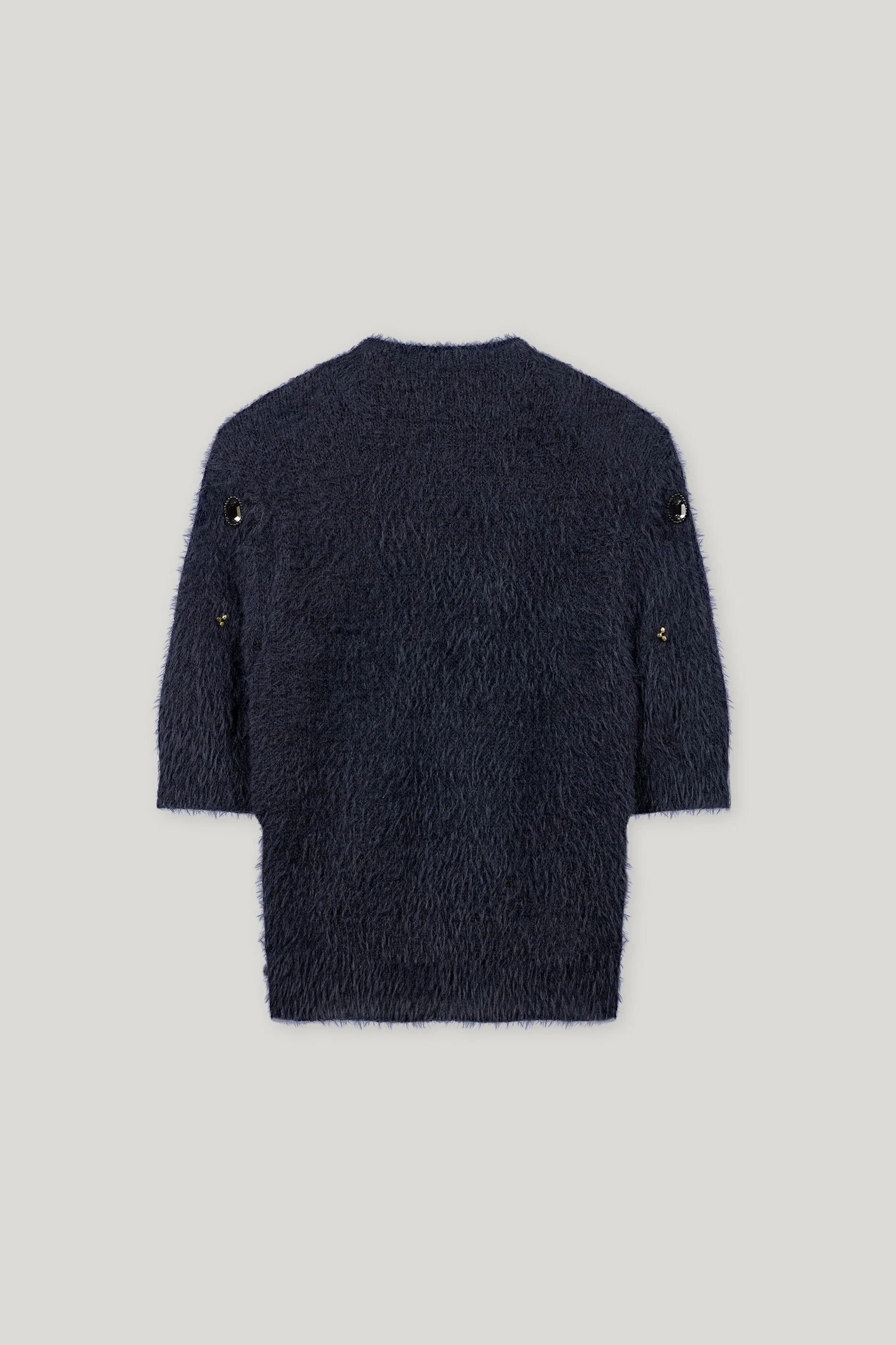 Kurzarm-Pullover mit Steinen - dark blue - Standard - Image 6